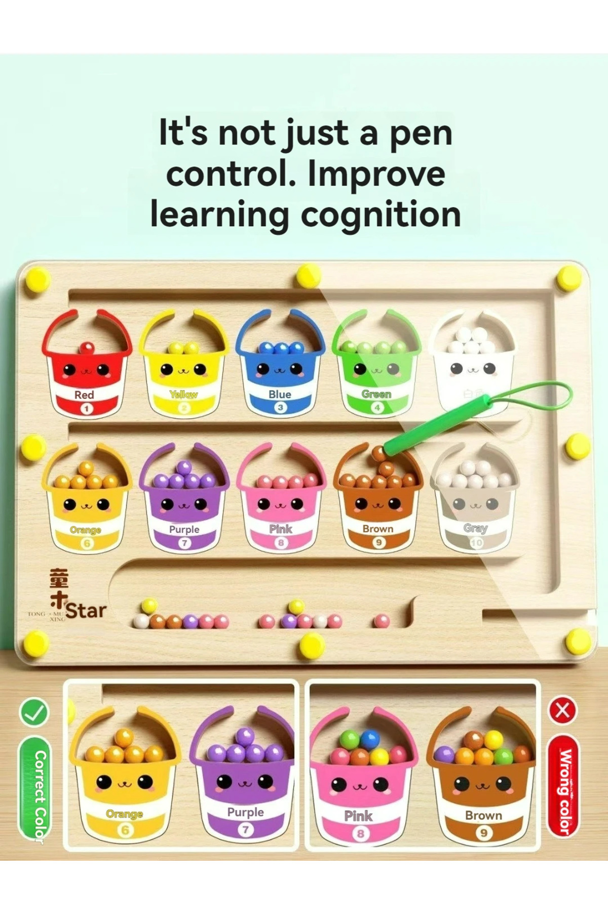 توپ راه‌پیمایی معمایی مغناطیسی کودکان سایز متوسط، تمرین تمرکز نوزاد، تفکر منطقی نوشتاری