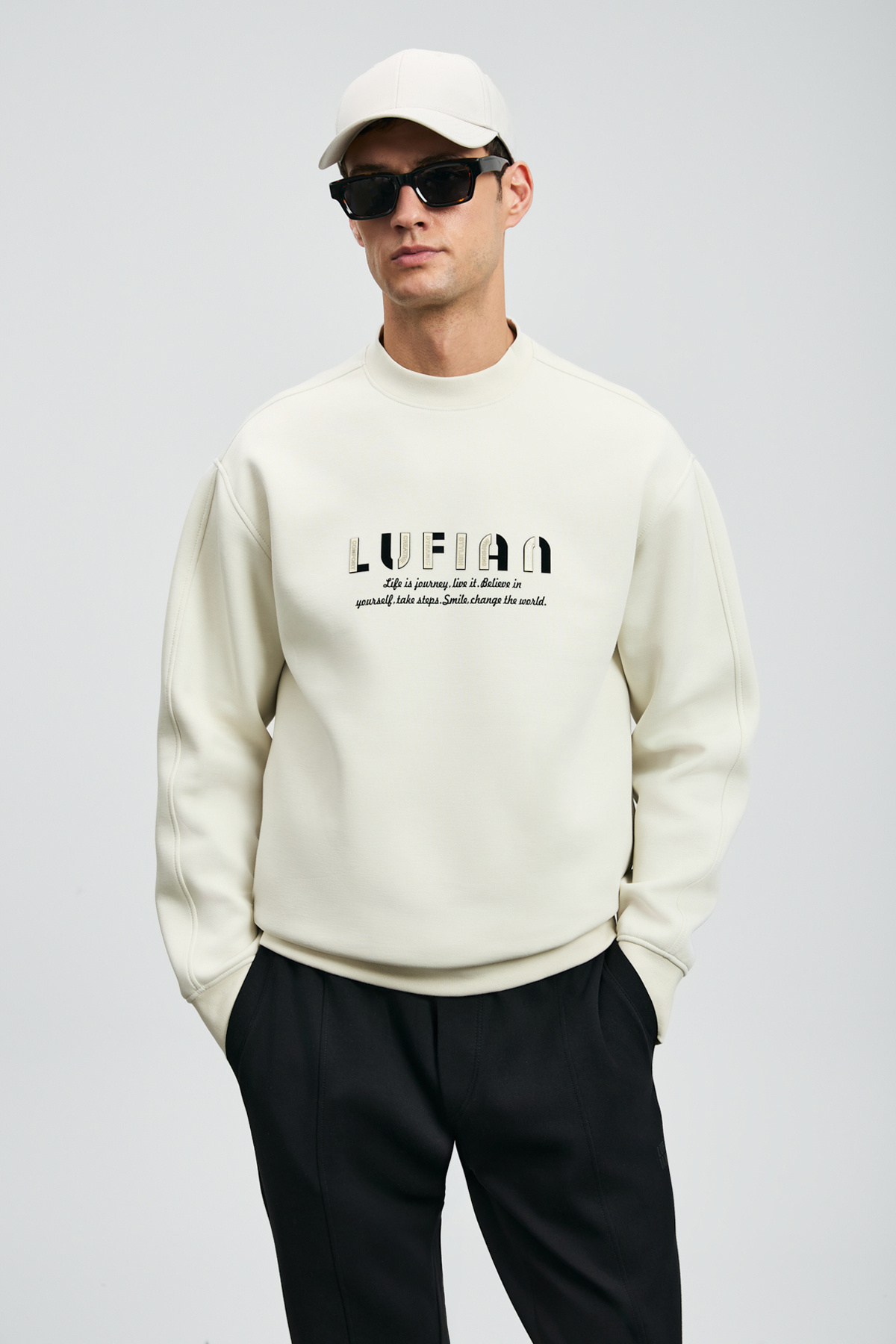 Lufian Oracle Erkek Sweatshirt Kırık Beyaz