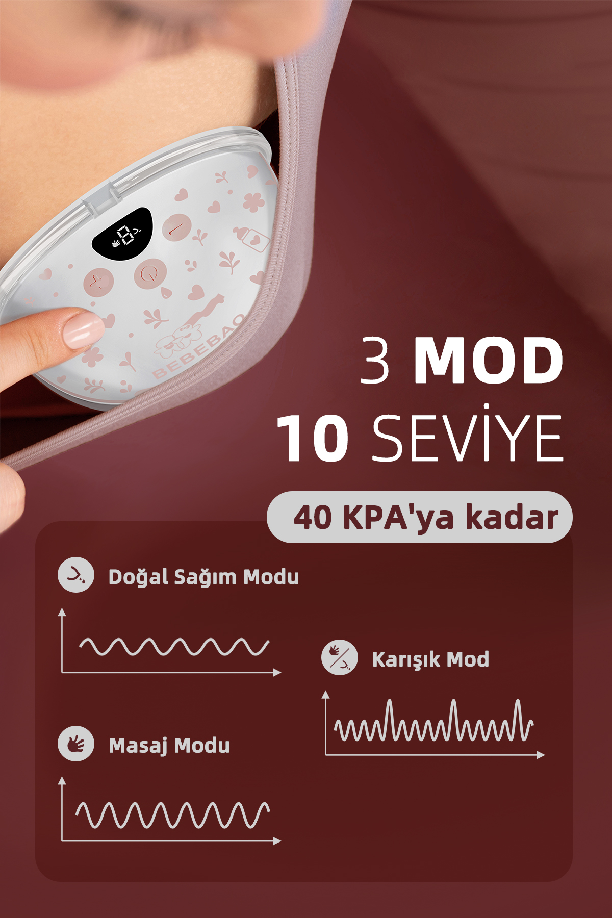 Bebebao P8 Pro 180 ML Yeni Nesil İç Motorlu Giyilebilir Elektrikli Göğüs Pompası Süt Pompası fotoğrafı 5 (önizleme)