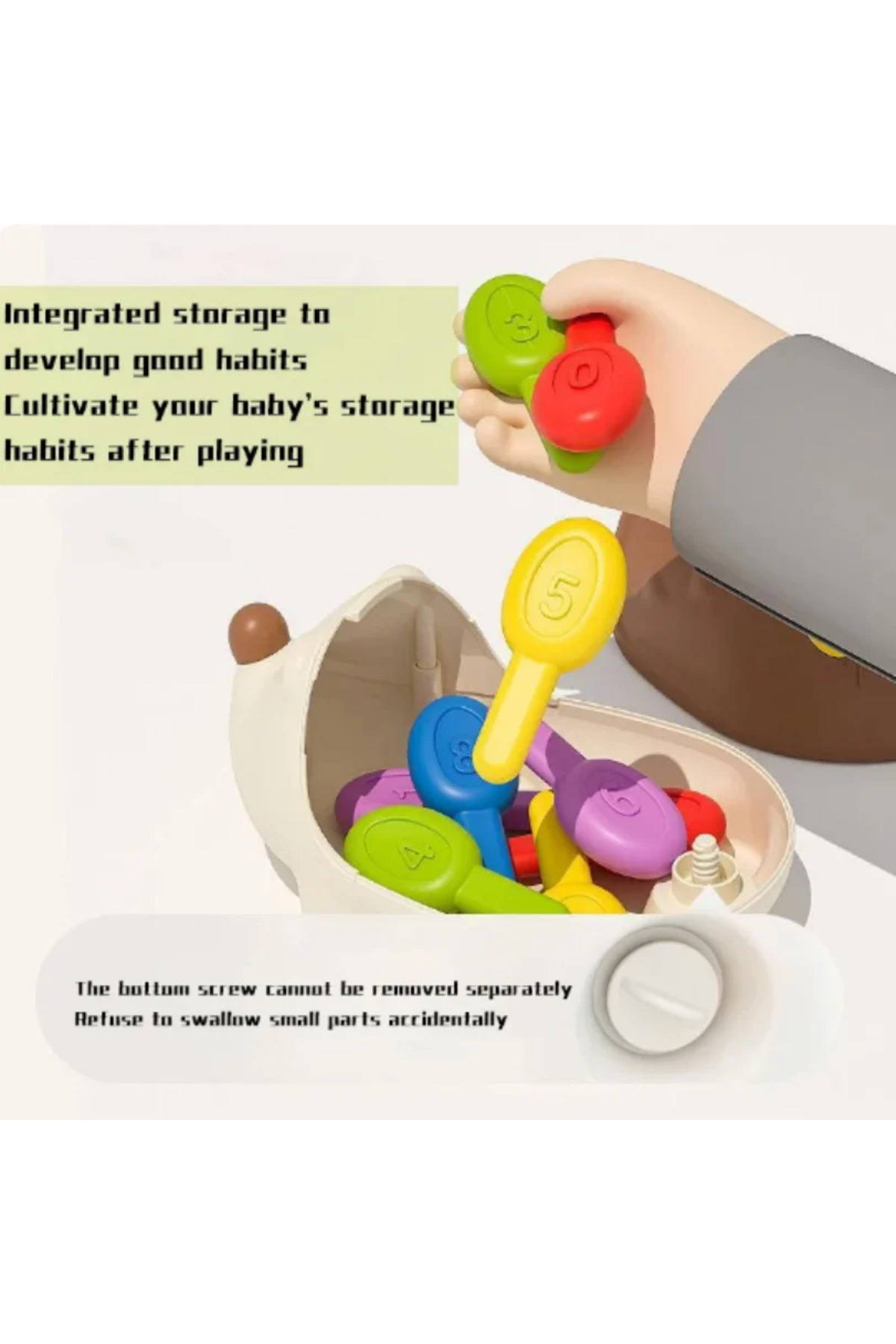 خرگوش خاردار قهوه‌ای مونته‌سوری، اسباب‌بازی کودک، هماهنگی دست و چشم، تمرین مهارت‌های حرکتی ظریف، تقویت تمرکز