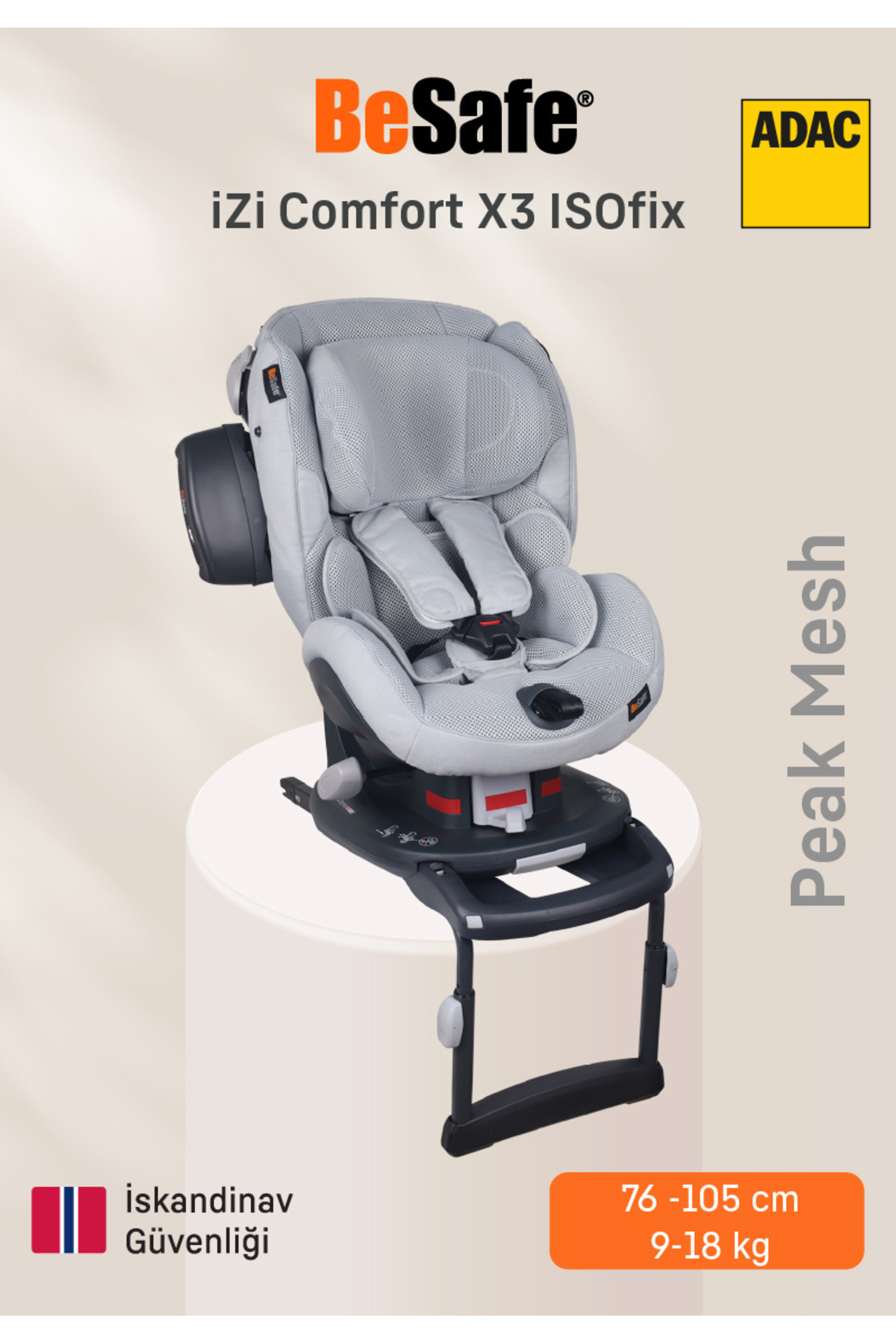 Besafe Izi Comfort X3 Oto Koltuğu Isofix 9-18 kg Peak Mesh