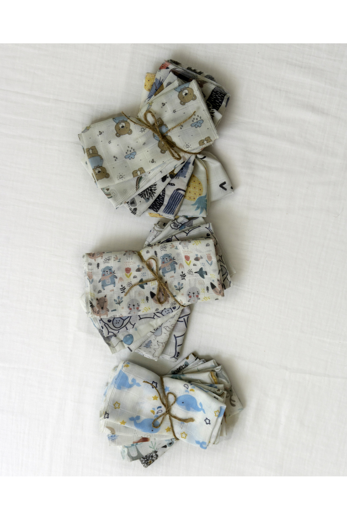 Mimiko Müslin Ağız Mendili Erkek Bebek 6 Li Set / Organik %100 Pamuklu 30x30