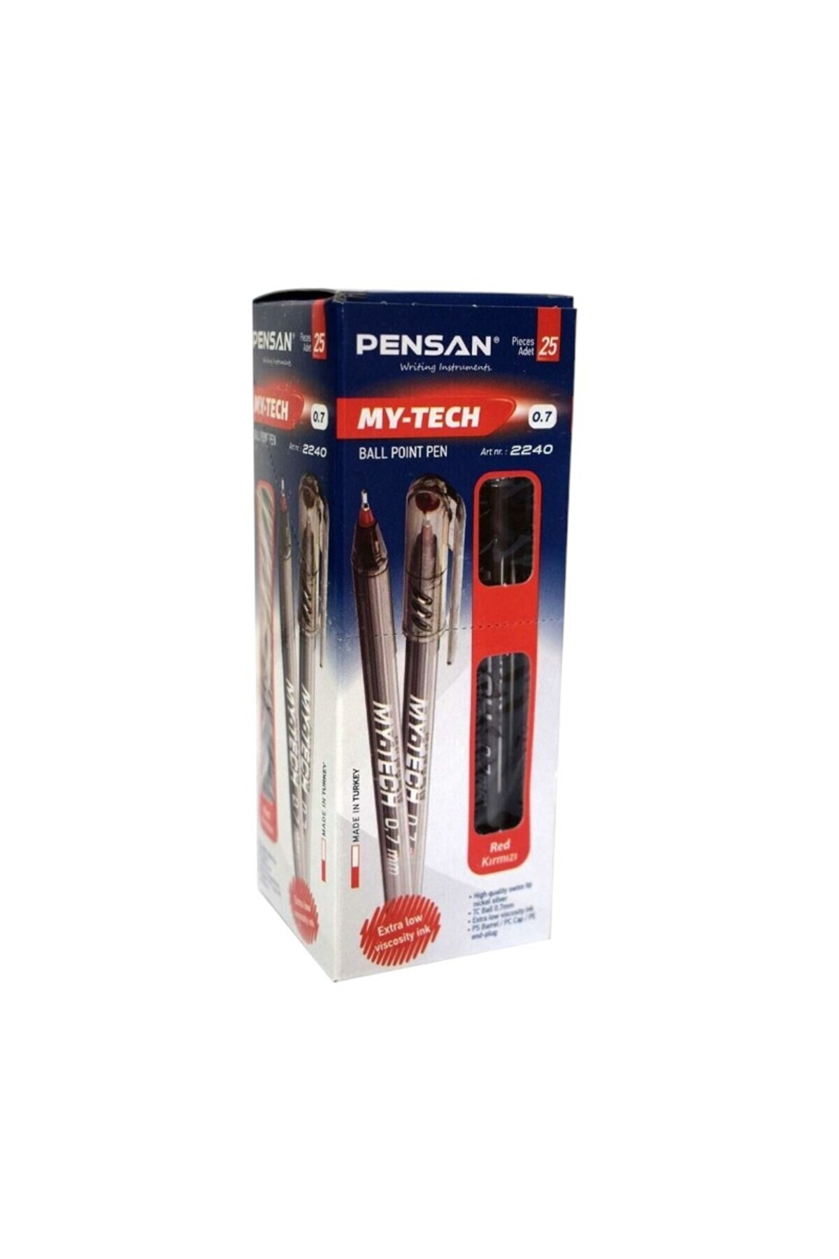 Pensan My-Tech 0.7 Kırmızı Tükenmez Kalem 25 li Paket