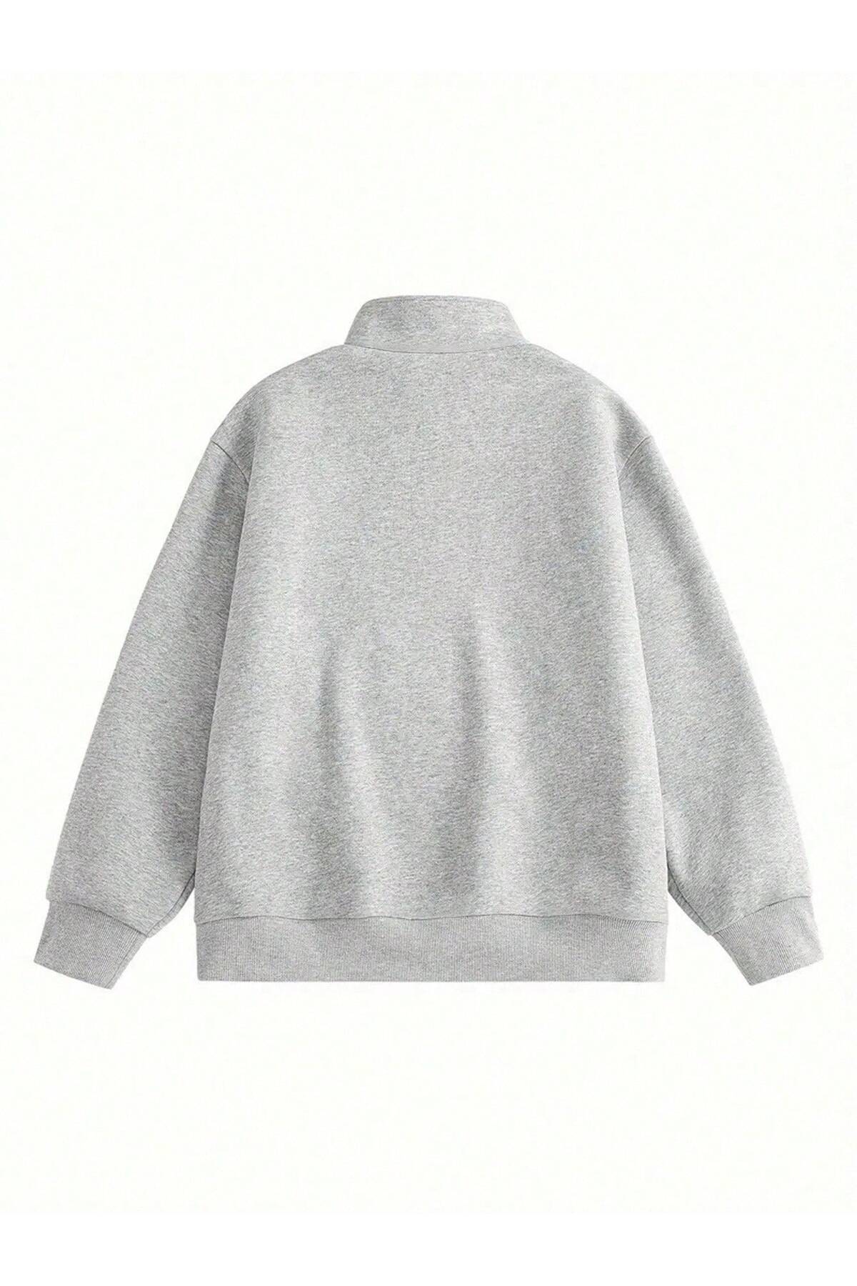 Gollinger  Kadın Dik Yaka Yarım Fermuarlı Kurdele Baskılı Sweatshirt - Görsel 2