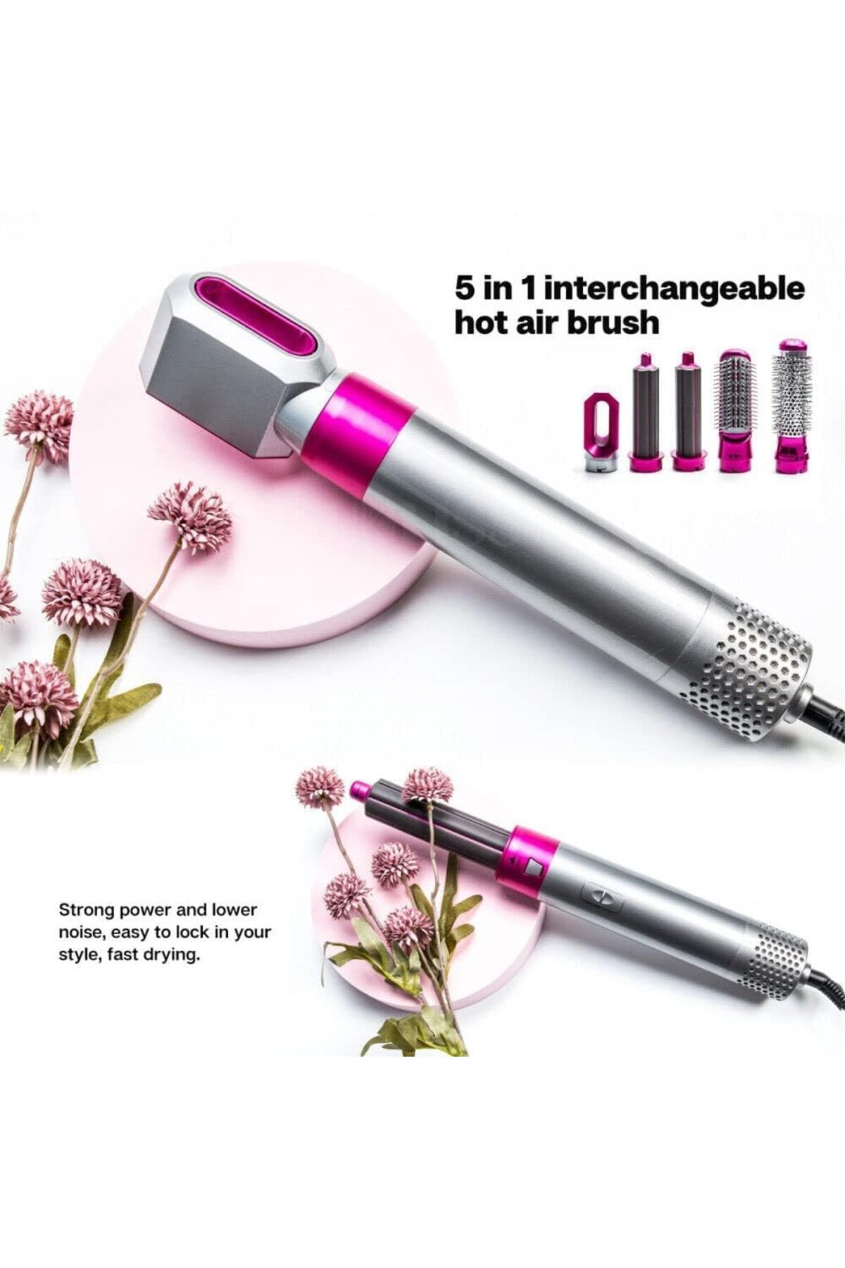مجفف شعر 5 في 1، مع 5 أدوات تصفيف، درجة حرارة 3 سر...