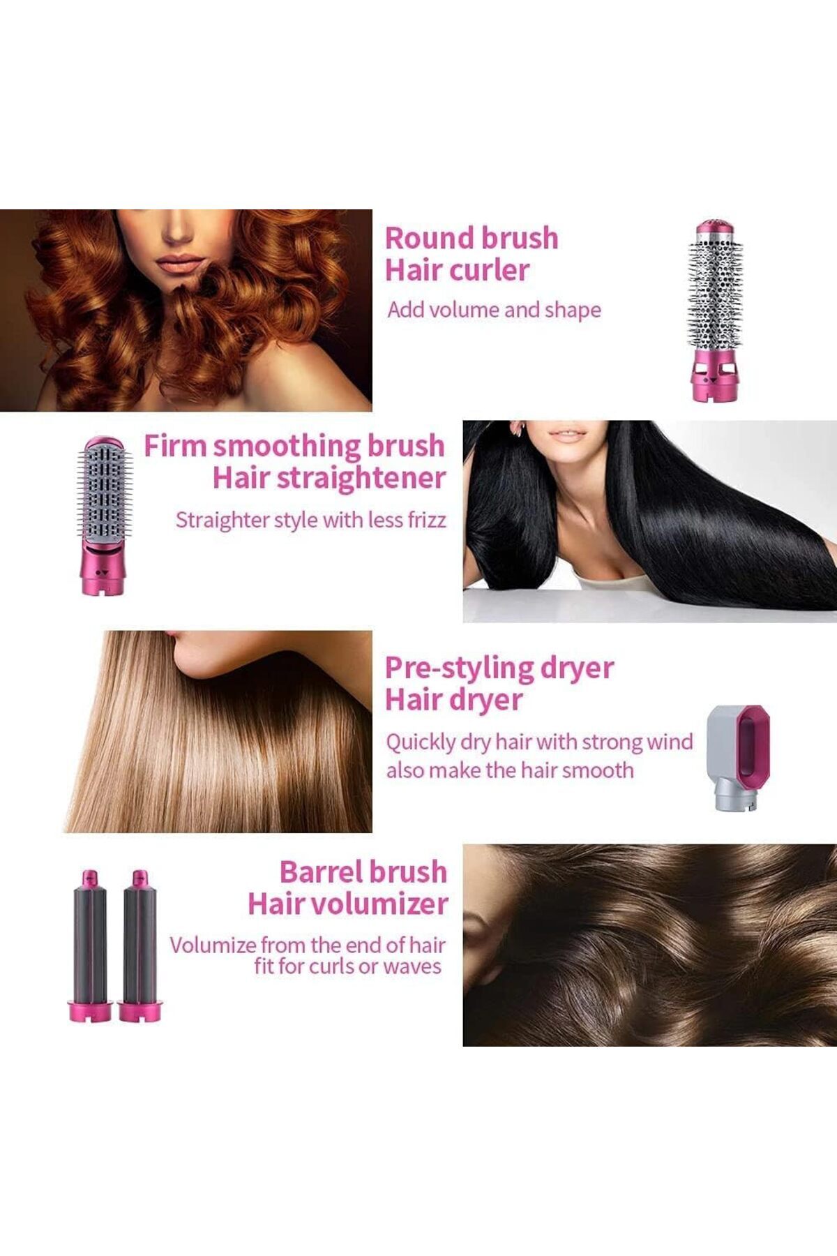 مجفف شعر 5 في 1، مع 5 أدوات تصفيف، درجة حرارة 3 سر...