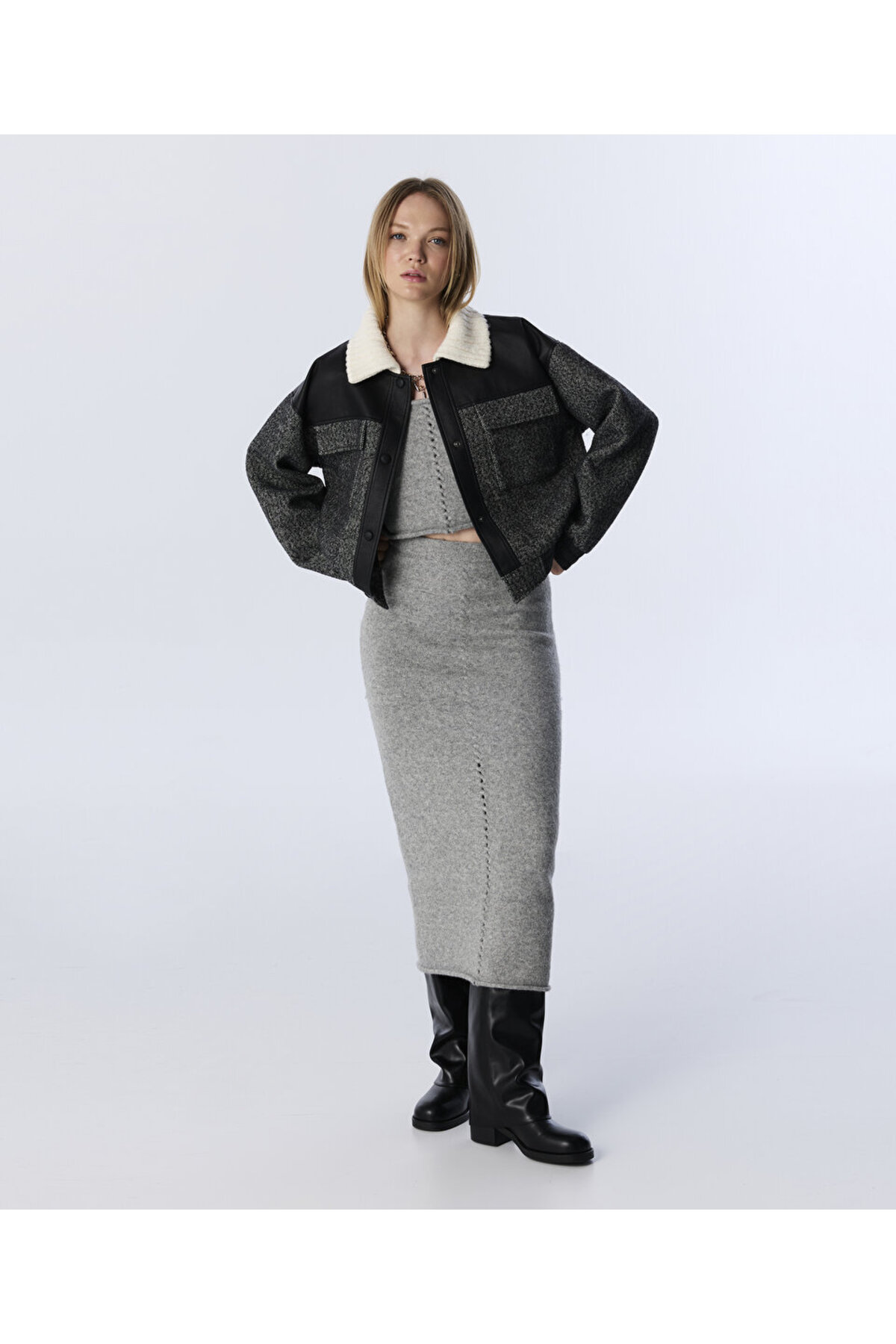 Twist  KUMAŞ MIX COLORBLOCK CEKET - Görsel 5