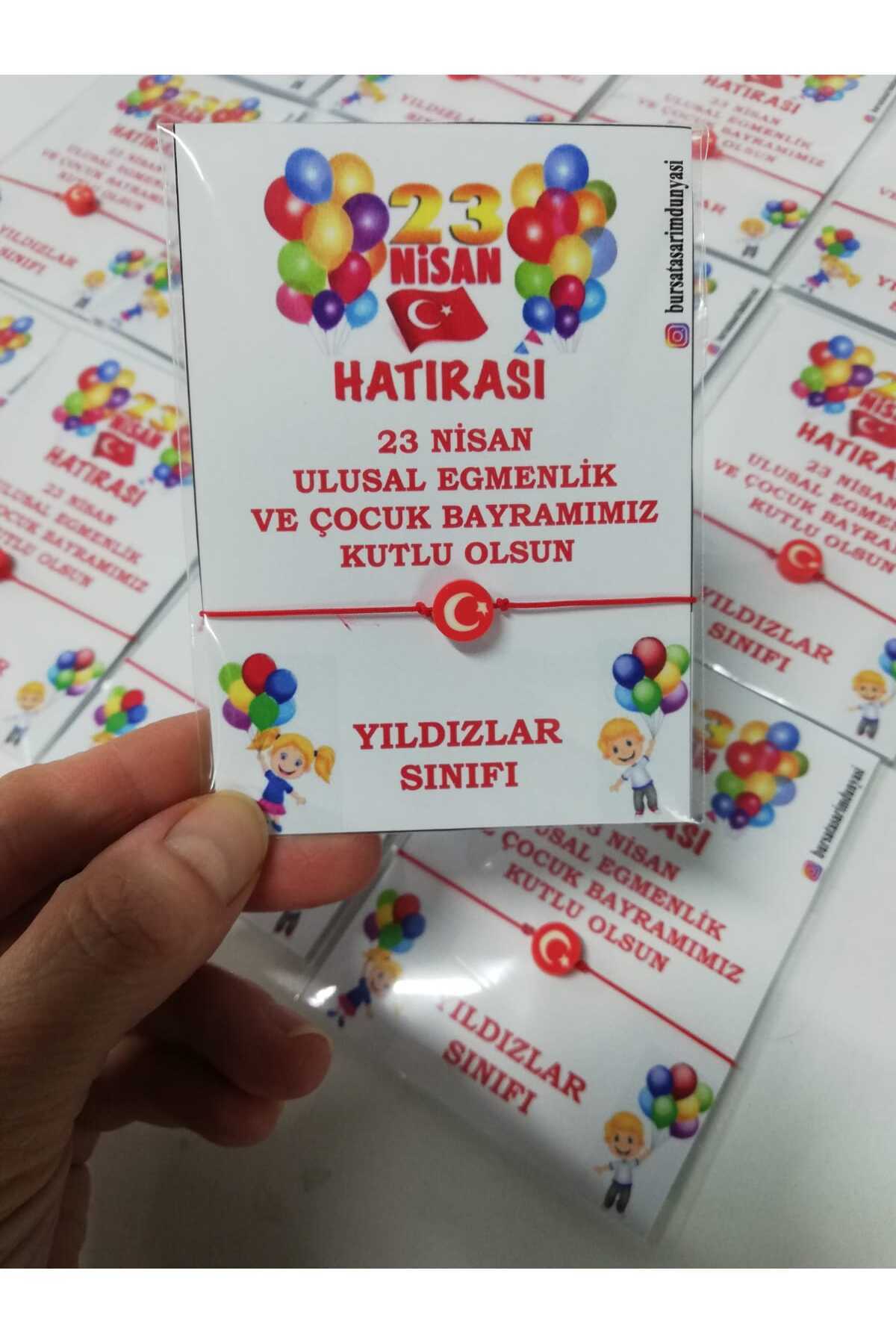 BursaTasarımDünyası 10 adet 23 Nisan Çocuk Bayramı hediyeliği bileklik (kilit bağlamalı)
