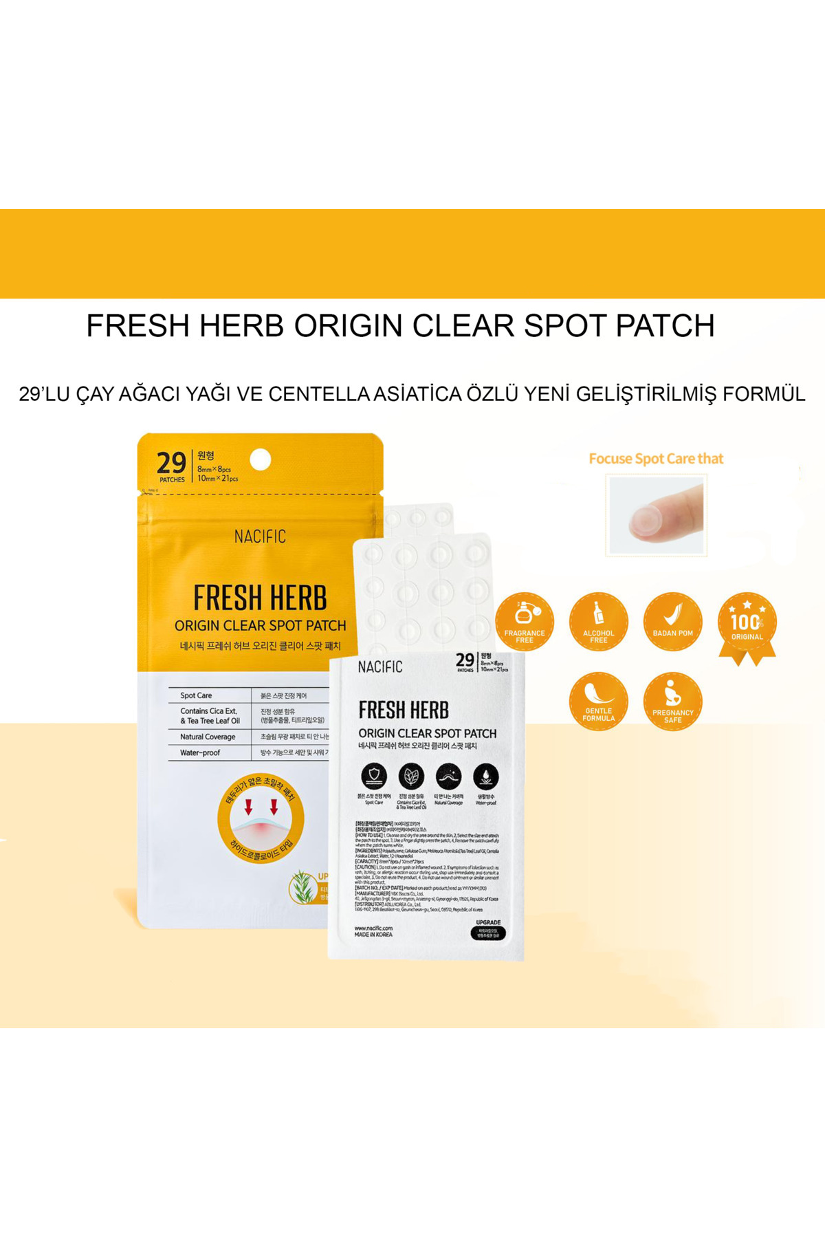Nacific Fresh Herb Origin Clear Spot Patch - 29'Lu Saydam Akne ve Yaması