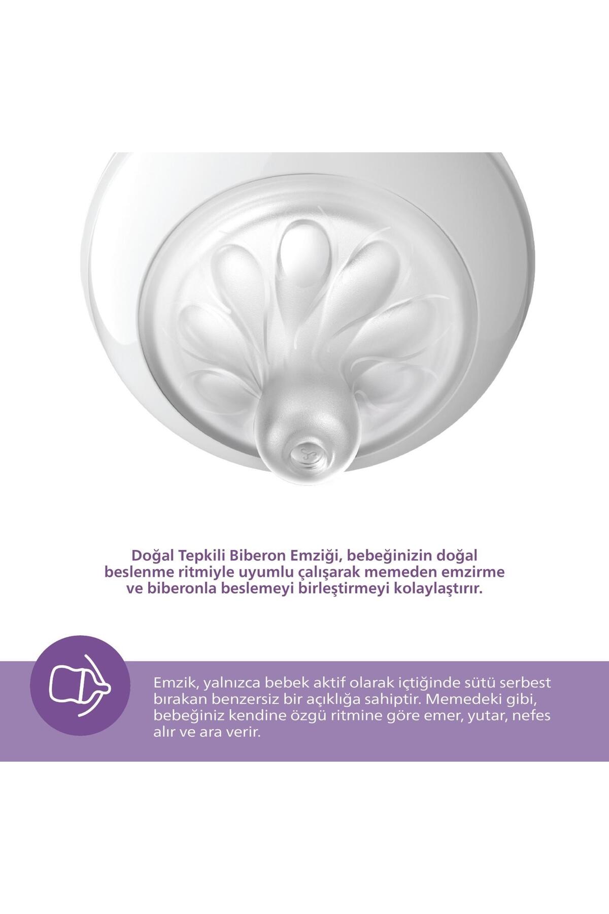Philips Avent Natural Response PP Antikolik Biberon 260 ML 1 Ay+ SCY673/01 fotoğrafı 4 (önizleme)
