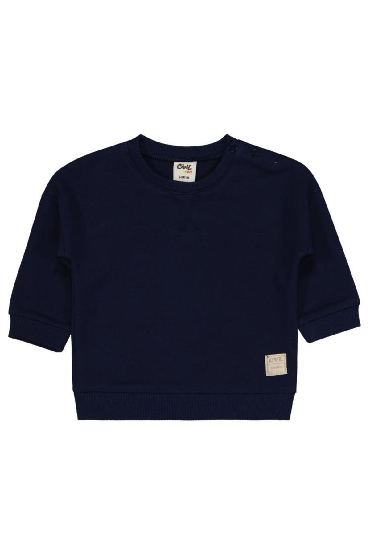 سیویل بیبی سویشرت سیویل بیسیک تایملس مناسب برای ۶ تا ۱۸ ماه - سرمه‌ای، سایز ۱۸ تا ۲۴ ماه