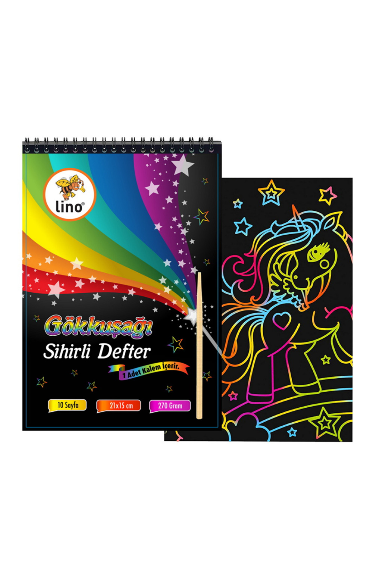 Lino Sihirli Defter A5 10 Yaprak (Gökkuşağı Kazıma) - Fiyatı