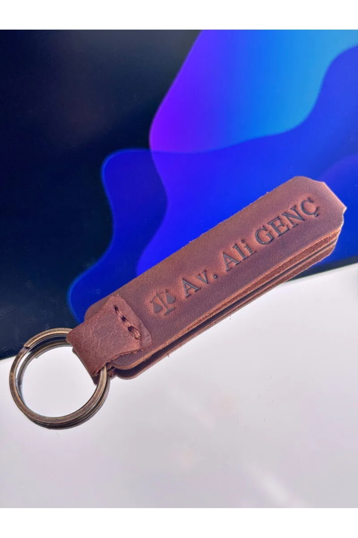 Fil Deri Hakiki Deri Hediyelik Kişiye Özel İsim Baskılı Premium Anahtarlık