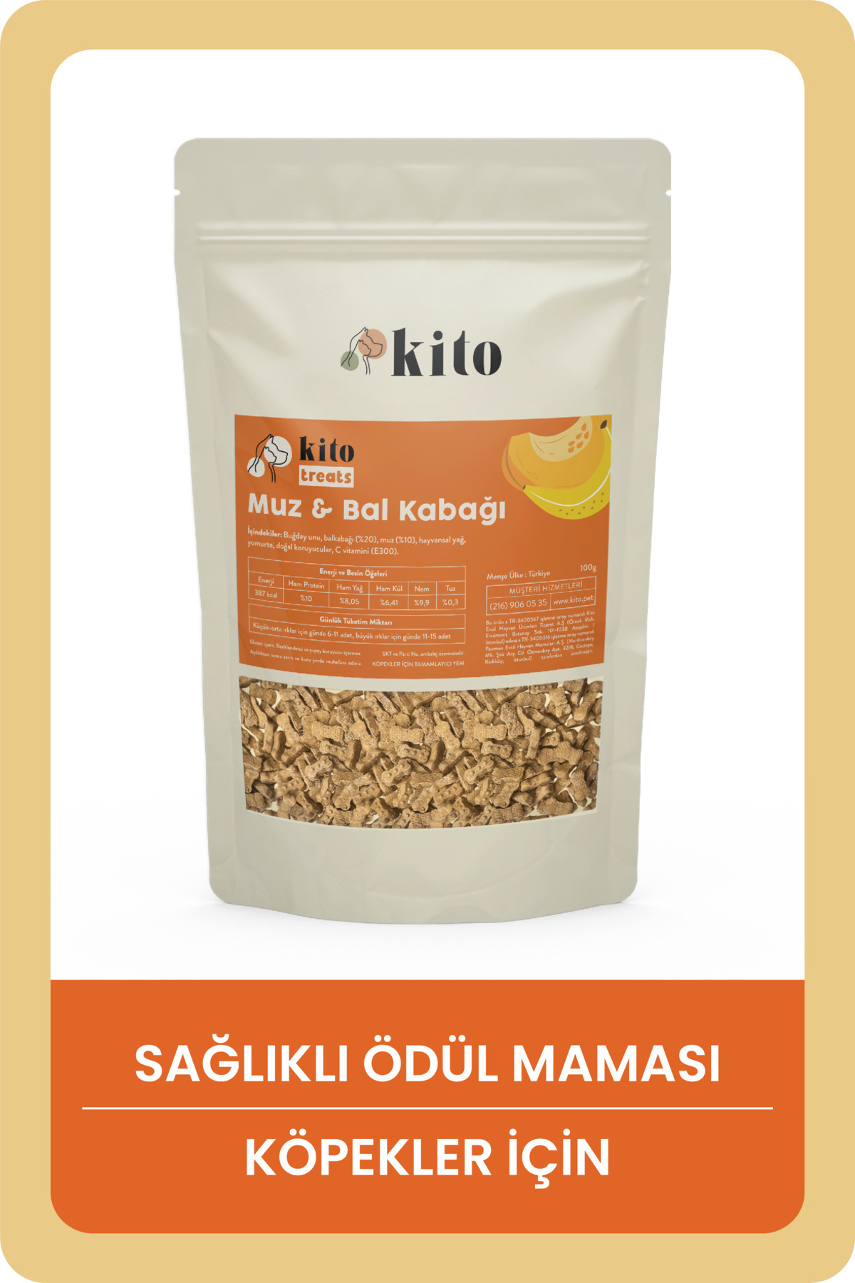 kito Muz & Balkabağı Cookie 100 gr (Köpekler için Ödül Kurabiyesi)