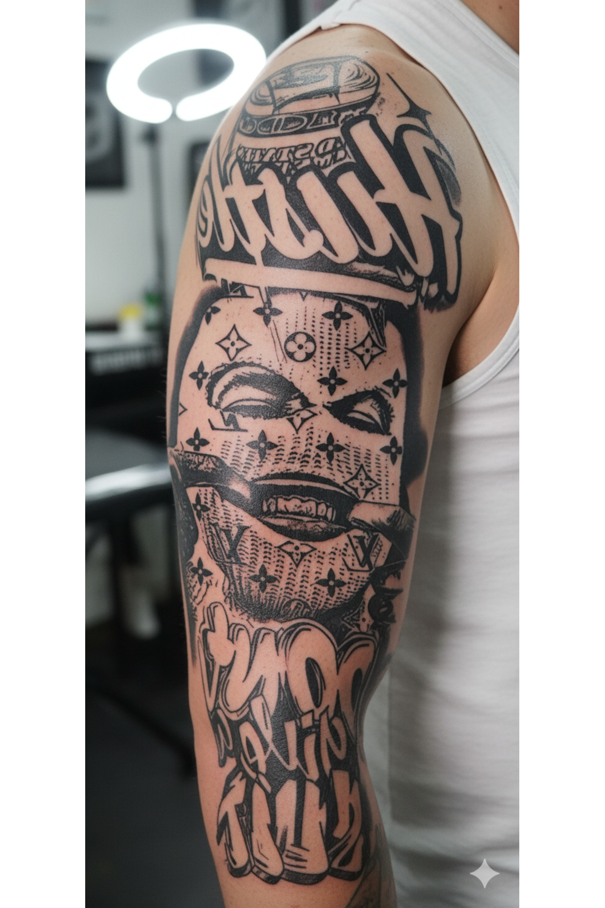 Glapzen Maskeli Gülüş Geçici Dövme – Asi Ruhun İfadesi, Büyük Boy 19x12 cm Suya Dayanıklı Tasarım