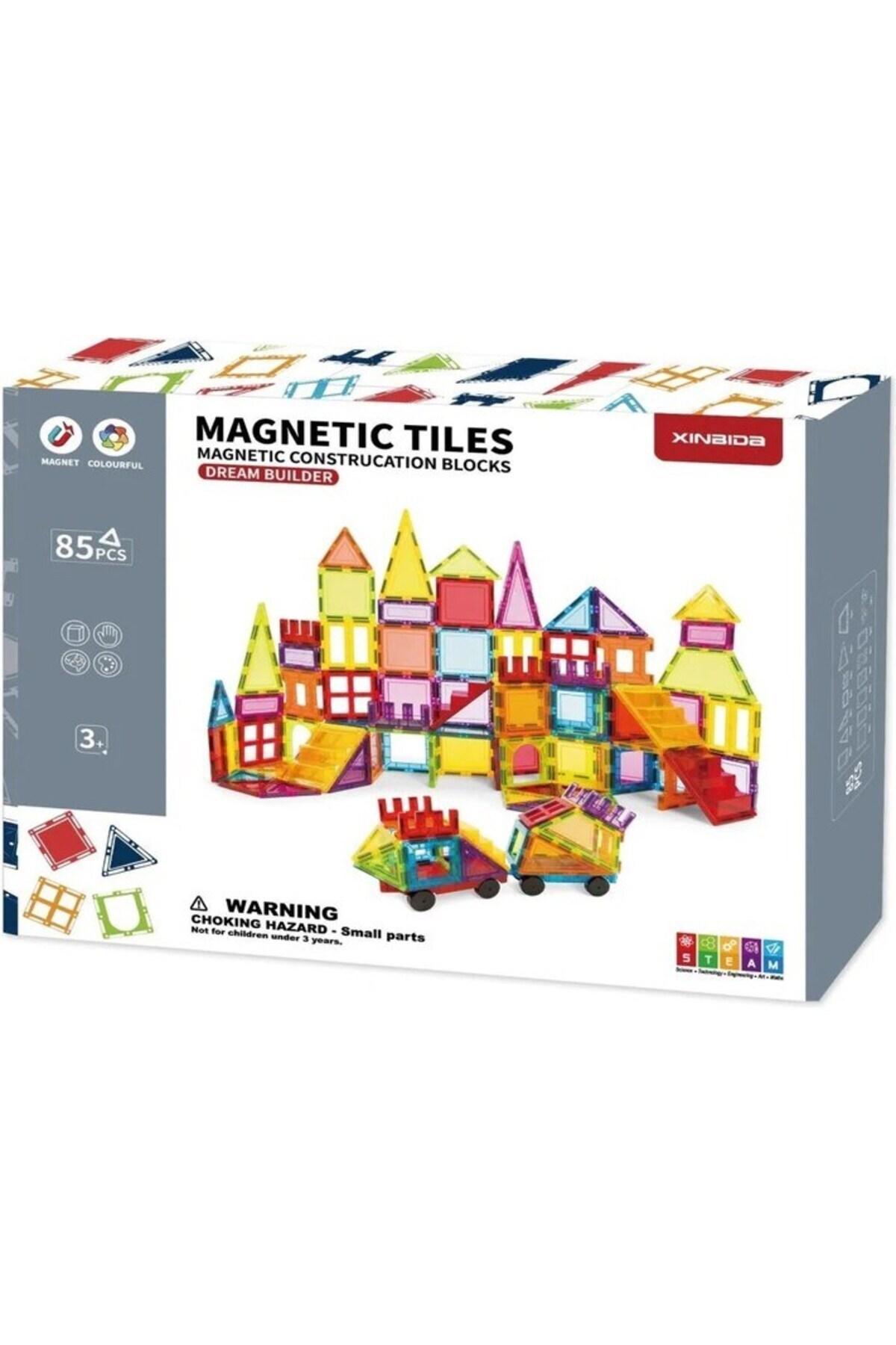 TOYSTURKA Manyetik Tiles Renkli 85 Parça Manyetik Yapı Magnetic