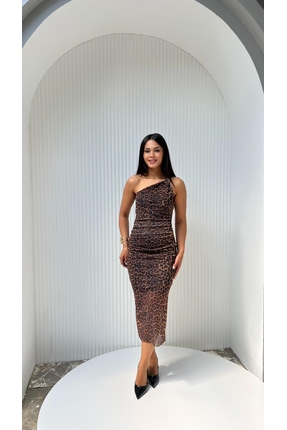 MY GRS TEK OMUZ BROŞ DETAYLI ELBİSE