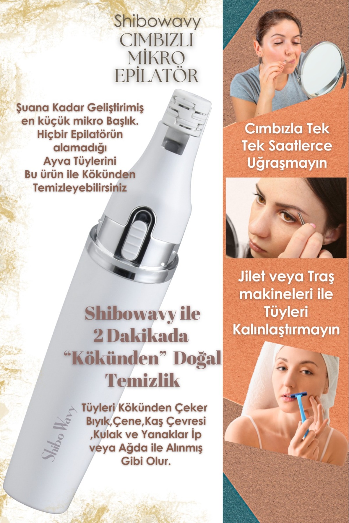 Ultra Mikro Yüz Epilatörü ŞARJLI ( Cımbızlı Sistem - İp & Ağda Etkisi - Yüz ve Kulak İçin) — UltraMikro1 — تصویر 5 از 9