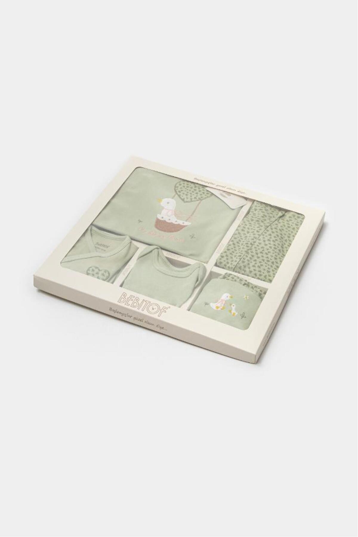 Bebitof Sevimli Sepetteki Ördek Desenli 10 Parça Kutulu Yenidoğan Hastane Çıkışı %100 Pamuk Zıbın Seti fotoğrafı 6 (önizleme)