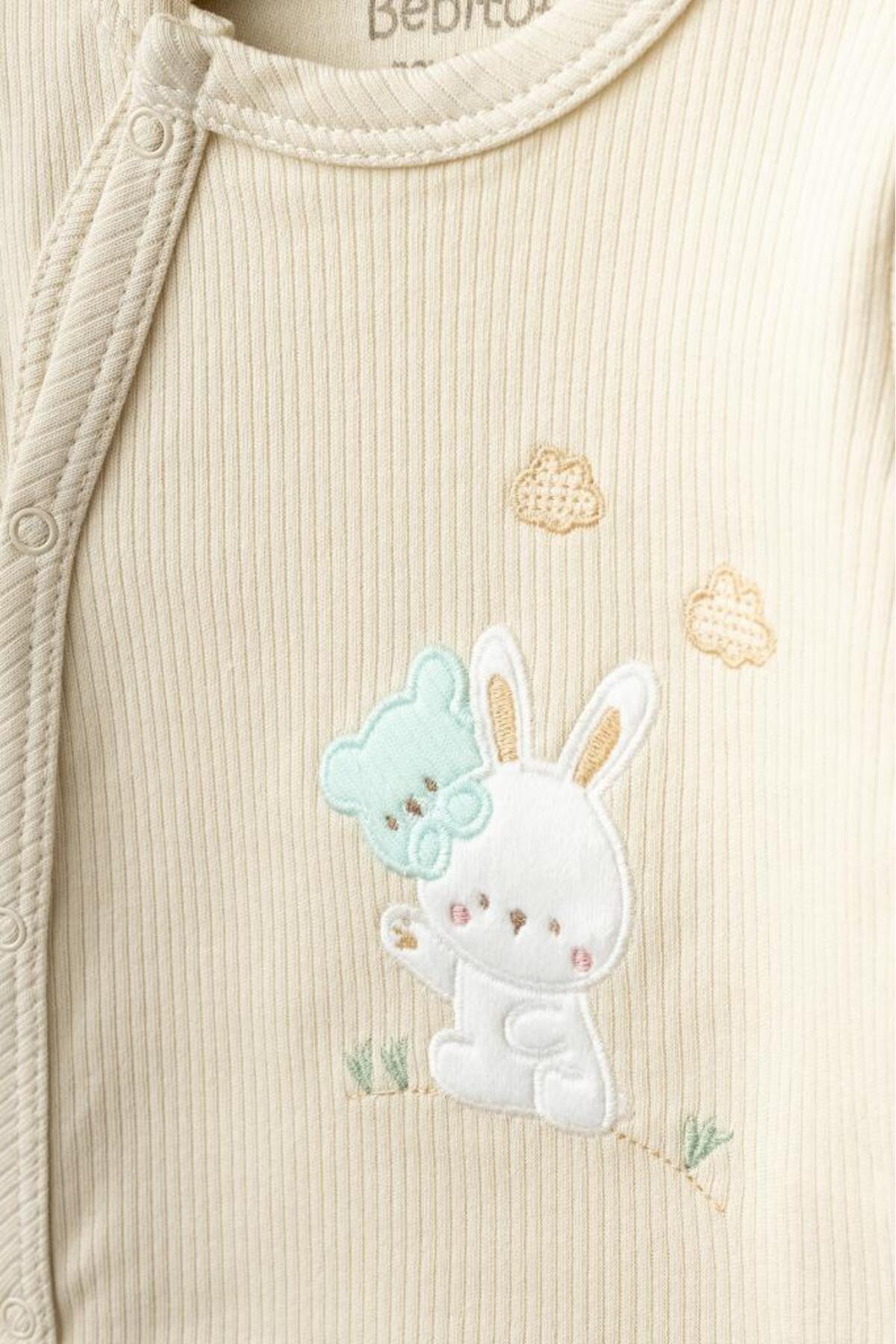 Bebitof Ayıcık ve Tavşan Desenli 10 Parça Kutulu Yenidoğan Hastane Çıkısı %100 Pamuk Zıbın Seti fotoğrafı 4 (önizleme)