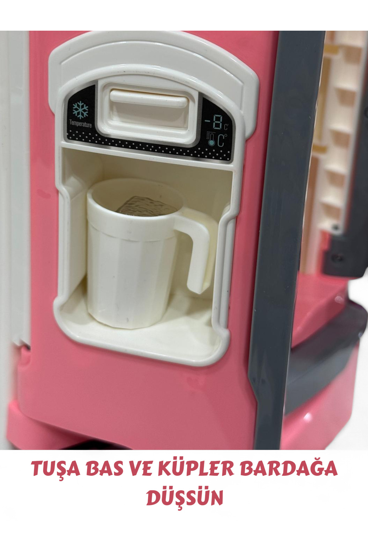 YILDIRIM OYUNCAK Led Işıklı Buhar Sprey Atan Açılabilir Çift Kapılı Buzdolabı 12 Parça Aksesuarlı Sesli Müzikli 26 Cm fotoğrafı 5 (önizleme)