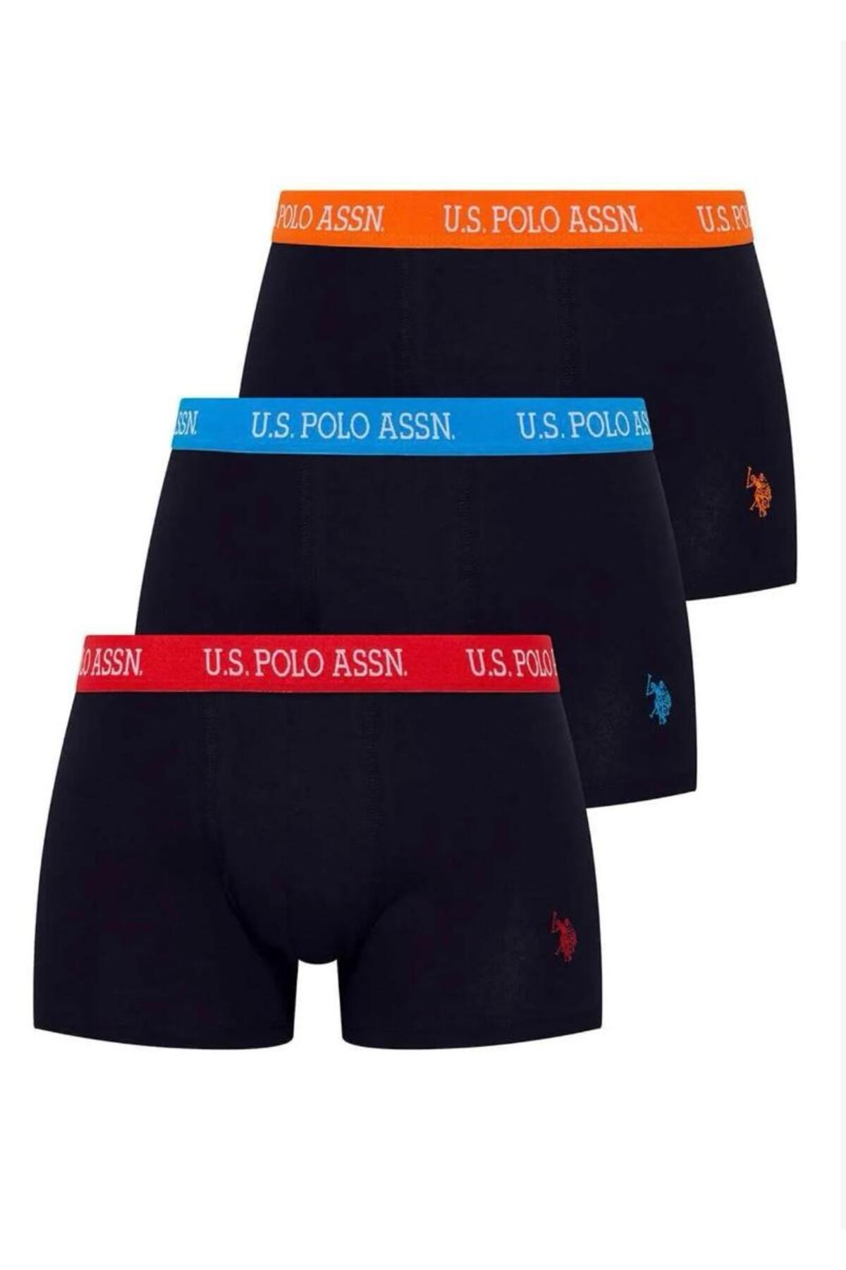 یو اس پولو شورت باکسر مردانه بسته ۳ عددی - سرمه‌ای - TLY8U02A53