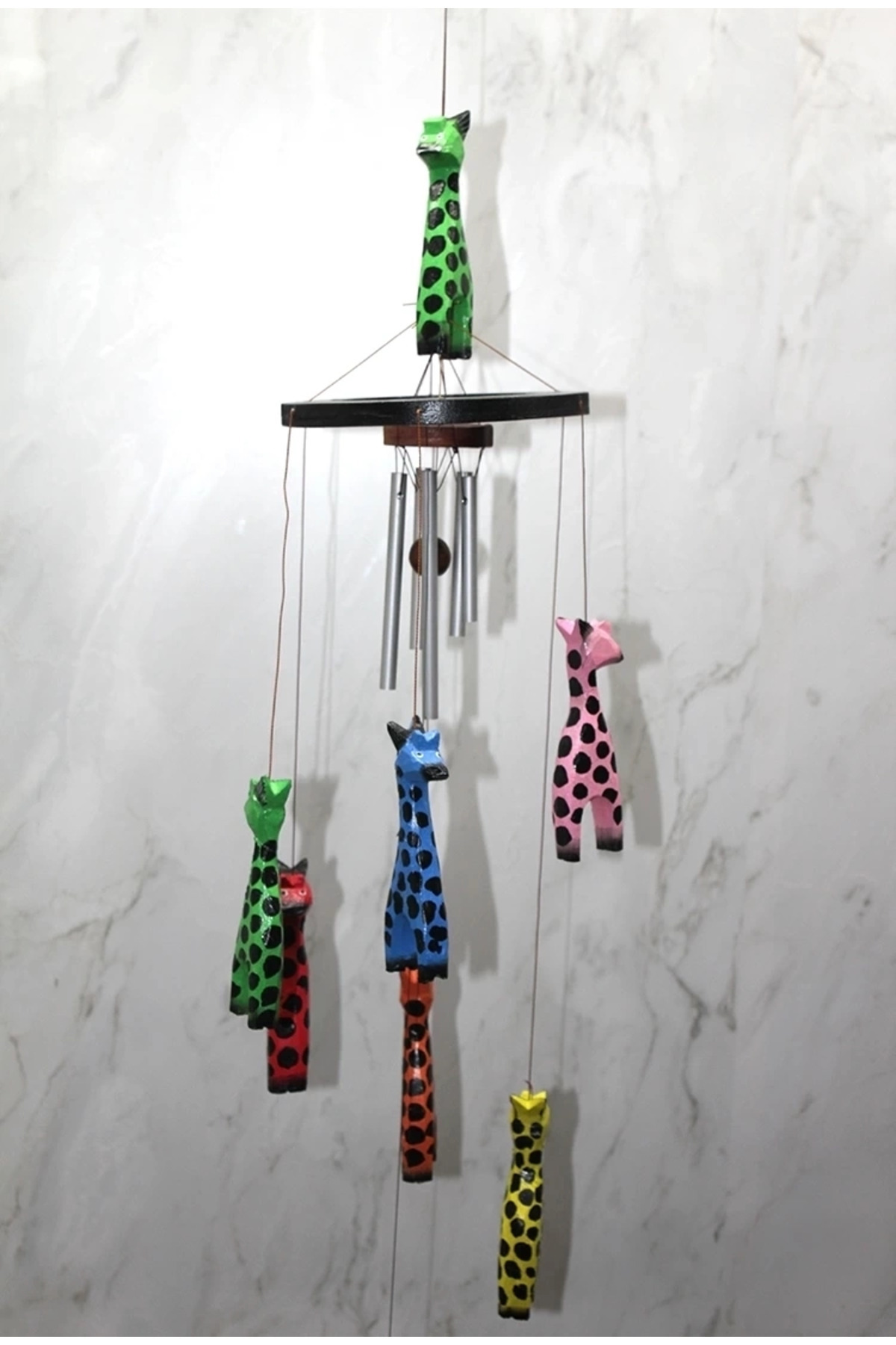 Glowify Store BUĞZ Ahşap Zürafali Rüzgar Çani Sayang:3