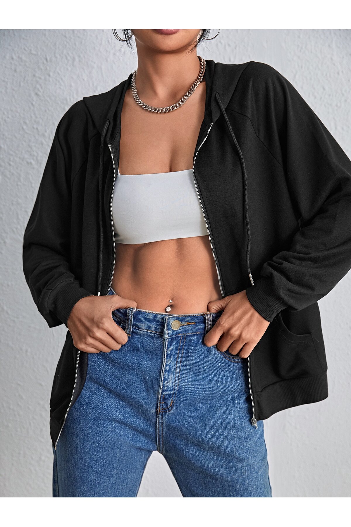 Gollinger Kadın Fermuarlı Kapüşonlu Sweatshirt görsel 5