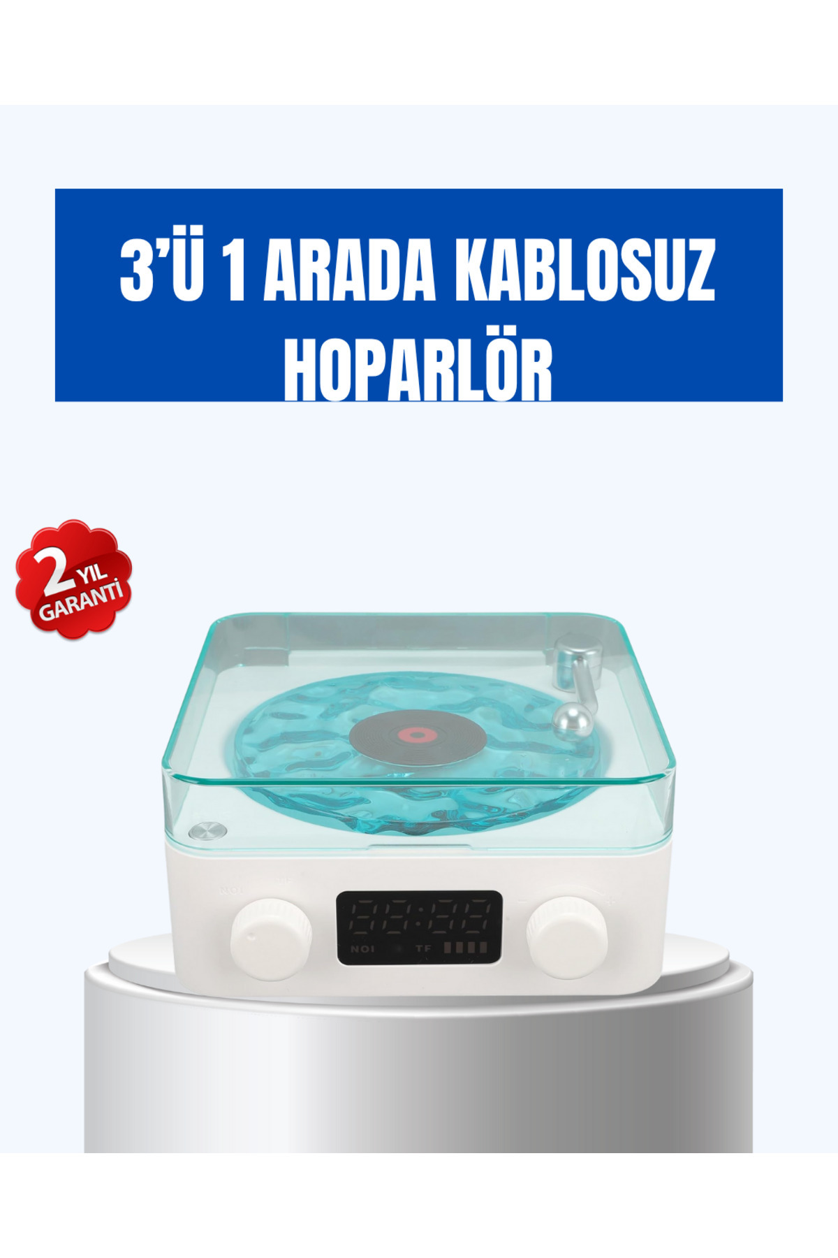 Bİ DÜNYA SHP Retro Tasarımlı Gece Lambalı Bluetooth Hoparlör – Saat ve Pil Göstergeli