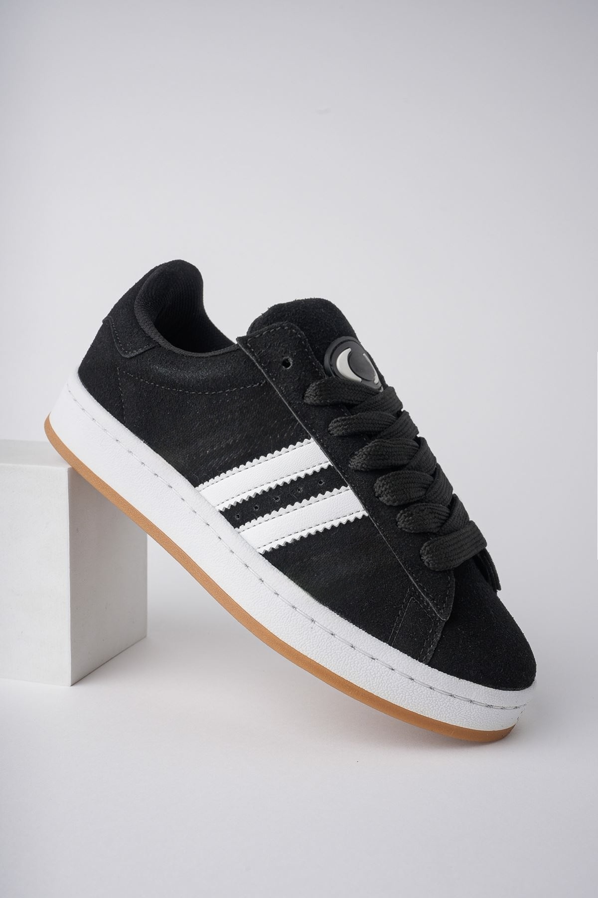 CAMPUSS  Black Sneaker Kaydırmaz Taban Dar Kalıptır Kalın Beyaz Bağcık Hediyeli 🎁 - Görsel 2