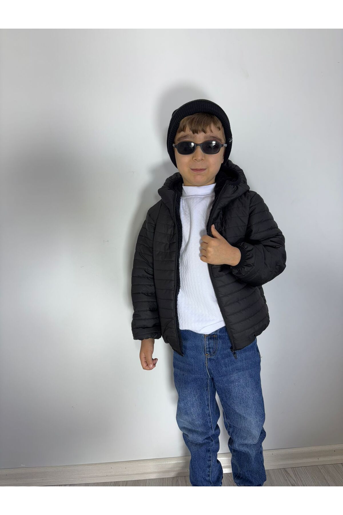 FREE ARSLAN COLLECTİON Sabit Kapüşonlu İçi Peluş Kürk Şişme Bebek Çocuk Mont fotoğrafı 3 (önizleme)