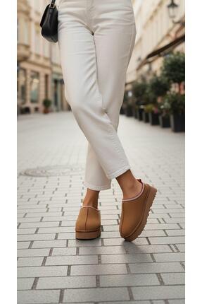 Sanart Shop Kadın Kalın Tabanlı Süet İçi Tüylü Yumuşak Yapılı Rahat Sokak & E...