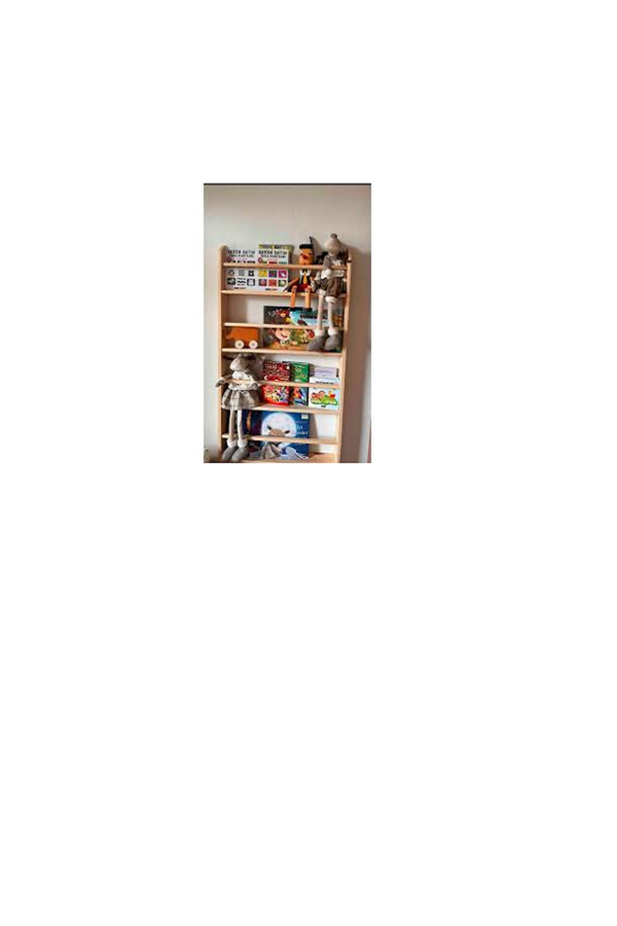 woodworld Montessori Çocuk Odası Kitaplığı Ahşap Ham Verniksiz Doğal Kitaplık 100*50*9 Ahşap Kitaplık