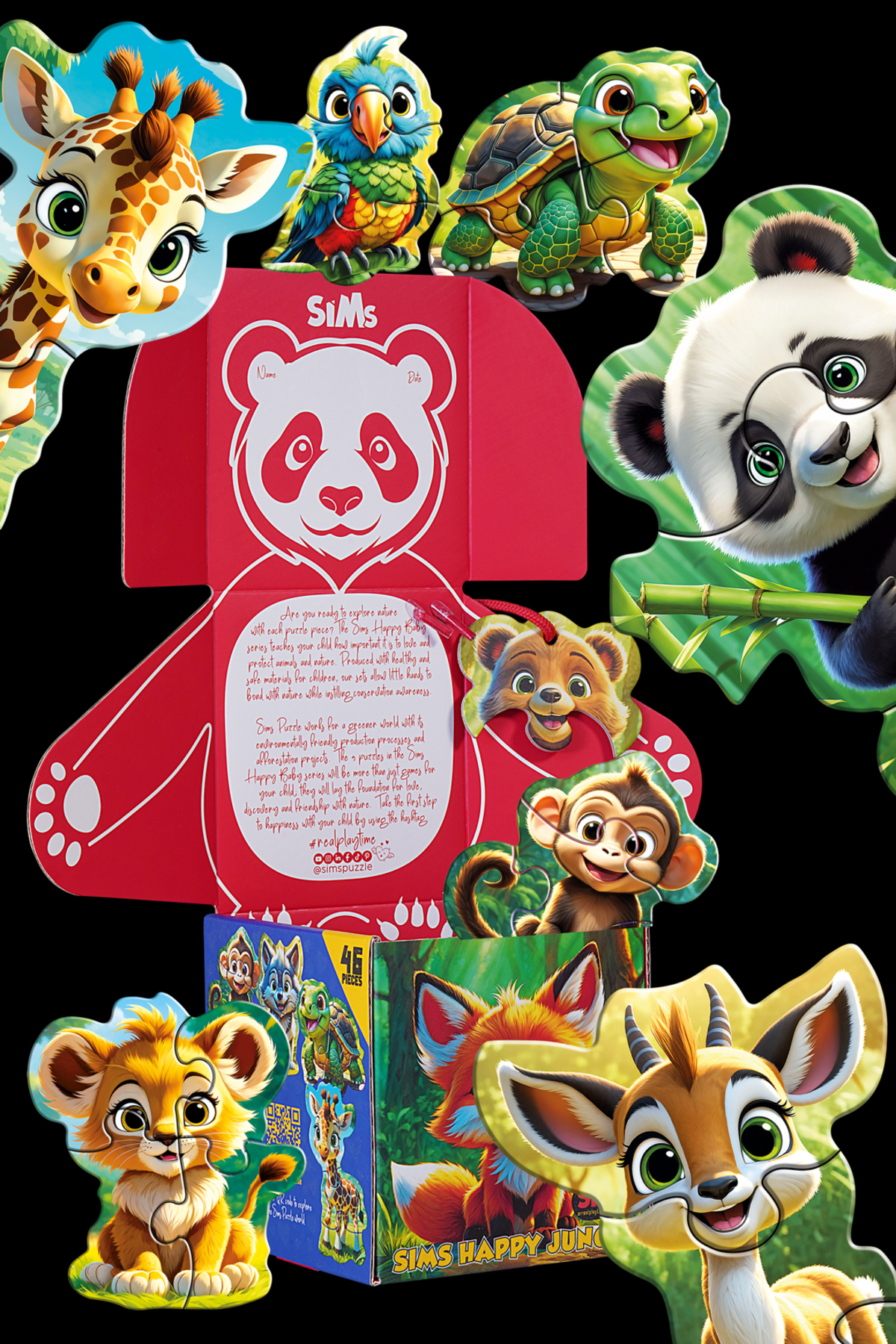 Sims Puzzle Bebekler İçin İlk Puzzle Yapboz Baby Orman - 1 Yaş Üstü Montessori Eğitici Oyuncak fotoğrafı 2 (önizleme)