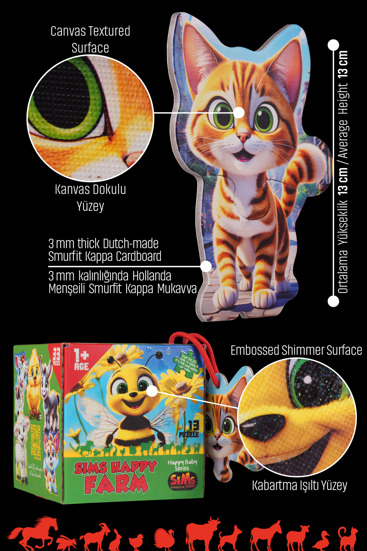 Sims Puzzle Bebekler İçin İlk Puzzle Yapboz Baby Çiftlik - 1 Yaş Üstü Montessori Eğitici Oyuncak fotoğrafı 3 (önizleme)