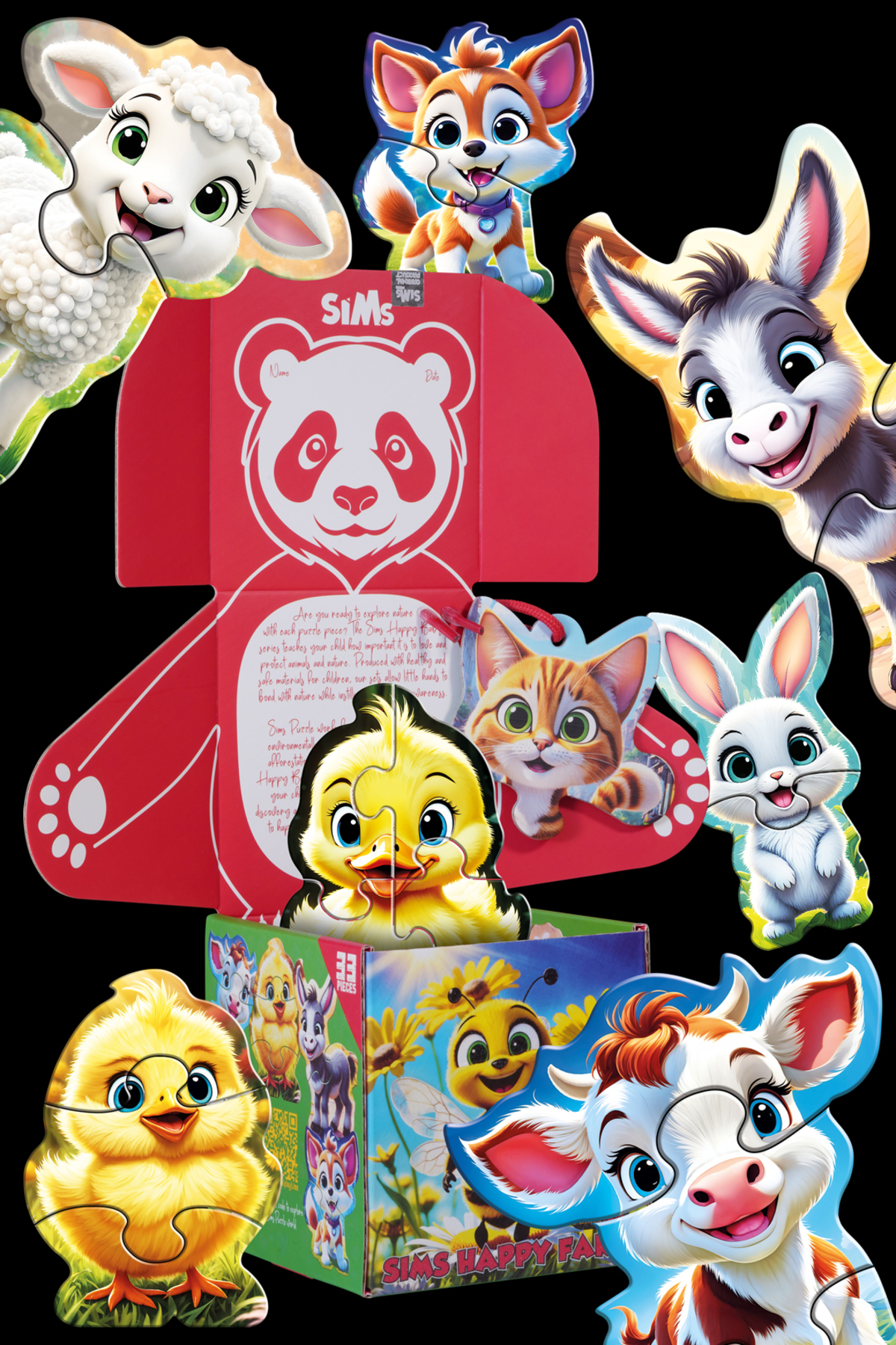 Sims Puzzle Bebekler İçin İlk Puzzle Yapboz Baby Çiftlik - 1 Yaş Üstü Montessori Eğitici Oyuncak fotoğrafı 2 (önizleme)