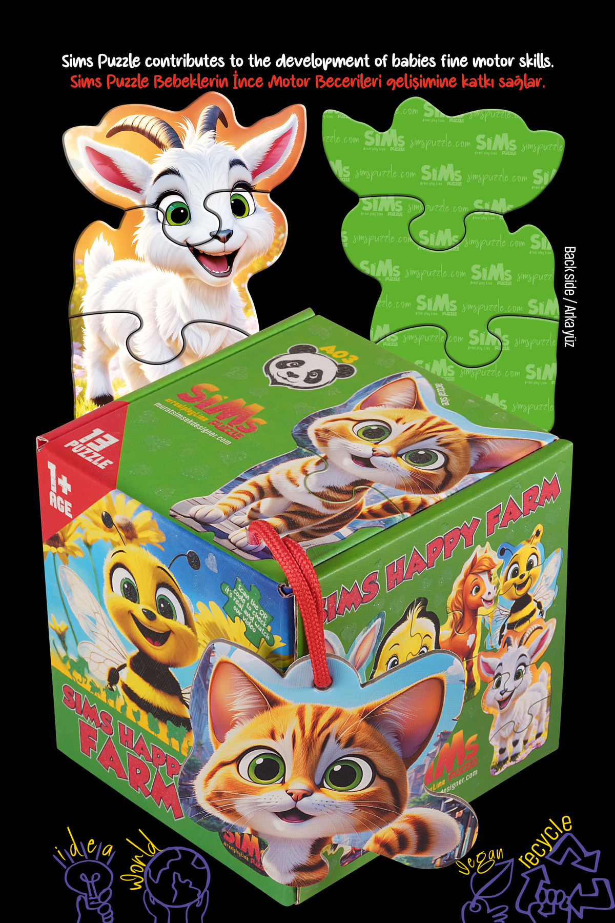 Sims Puzzle Bebekler İçin İlk Puzzle Yapboz Baby Çiftlik - 1 Yaş Üstü Montessori Eğitici Oyuncak fotoğrafı 4 (önizleme)