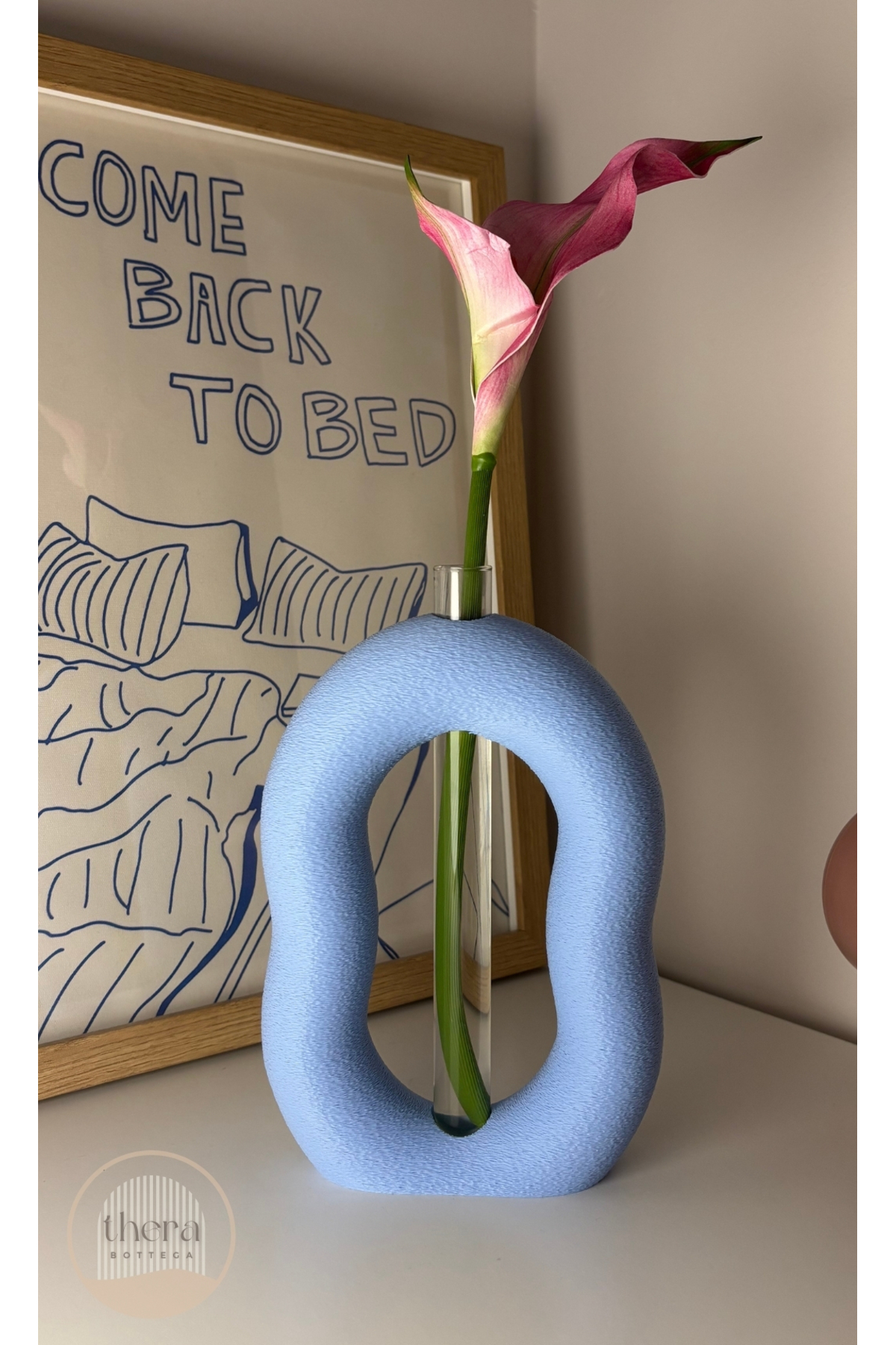 OVAL Decorative Glass Tube Plastic Vase (20cm) / PLANT NOT INCLUDED