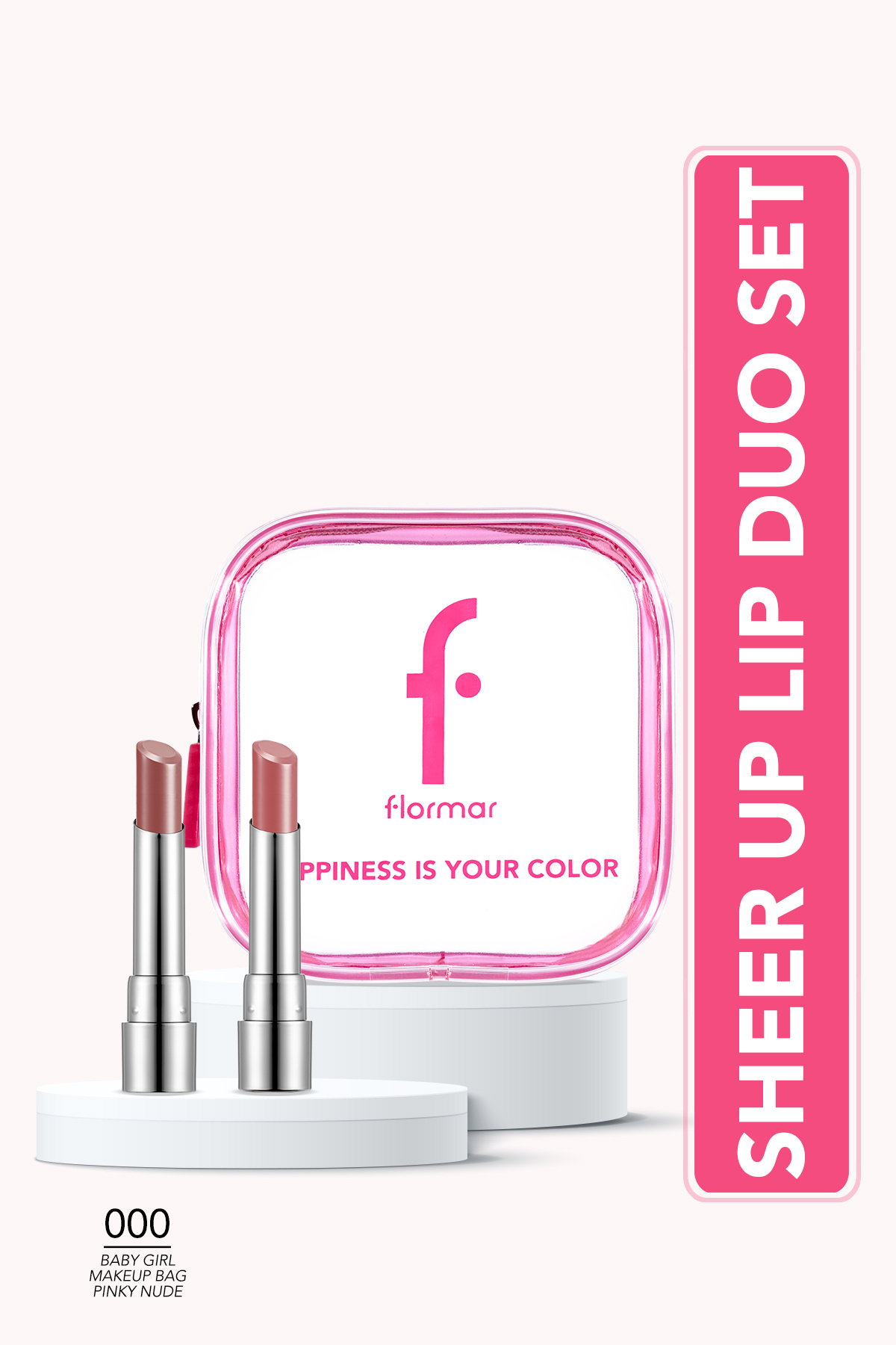 Flormar Sheer Up Lip Duo – Pembe Çantalı 2’li Ruj Seti