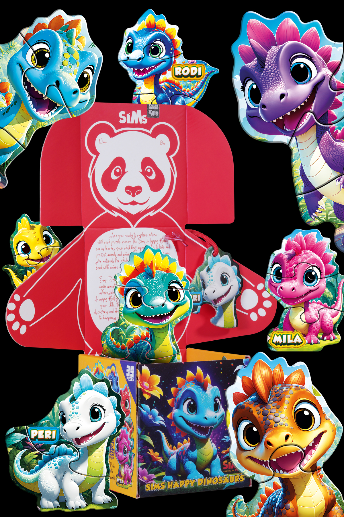 Sims Puzzle Bebekler İçin İlk Puzzle Yapboz Baby Dinozor - 1 Yaş Üstü Montessori Eğitici Oyuncak fotoğrafı 2 (önizleme)