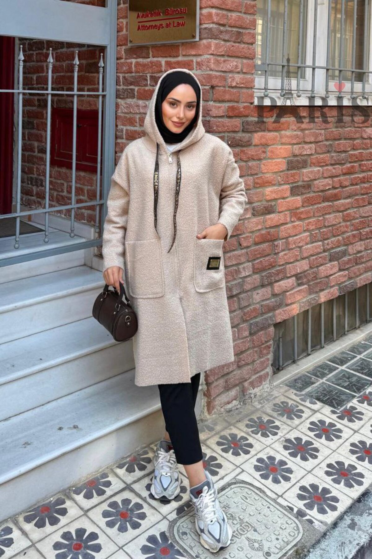 TrendParis  Fermuarlı Çift Cepli Buklet Kaban - Görsel 4