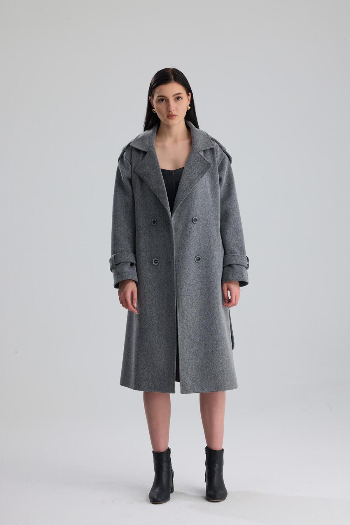 eybetsa  Uzun Kaşe Kaban Yeni Sezon - Görsel 4