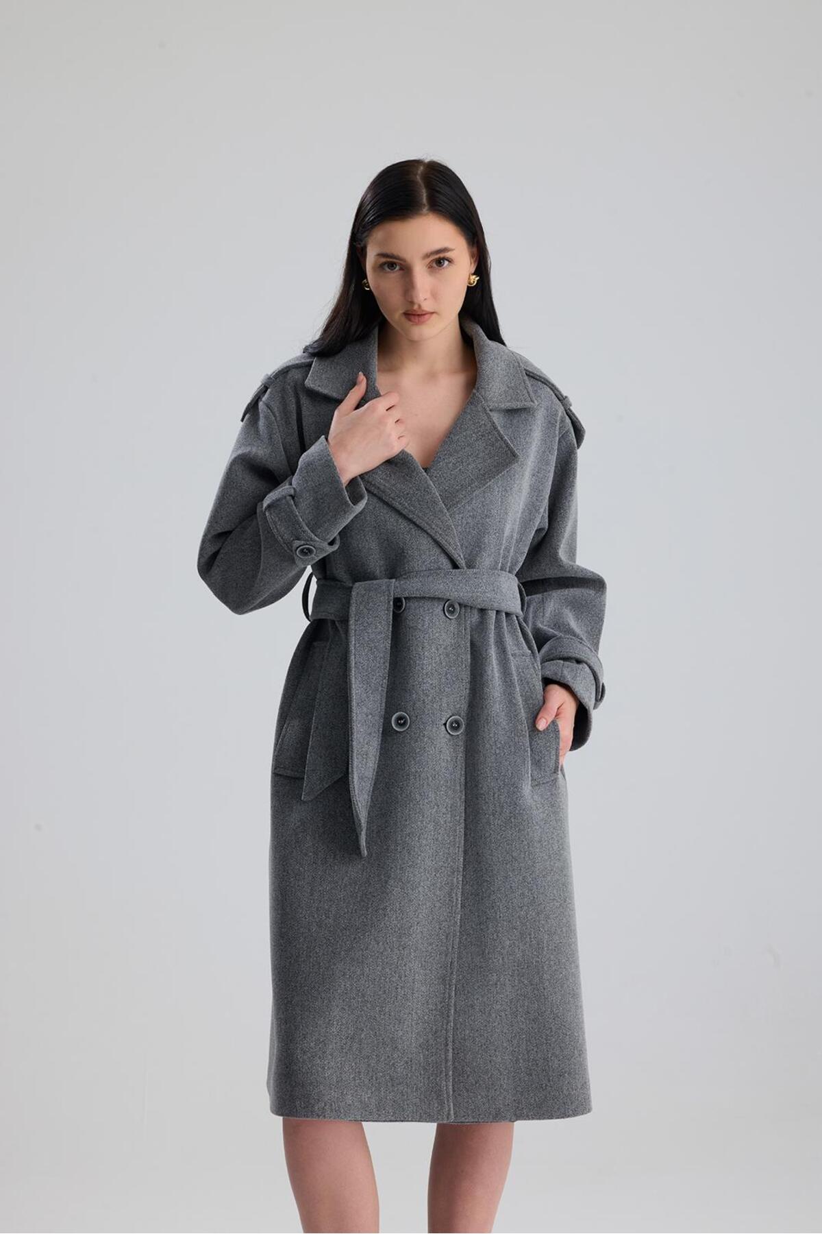 eybetsa  Uzun Kaşe Kaban Yeni Sezon - Görsel 2