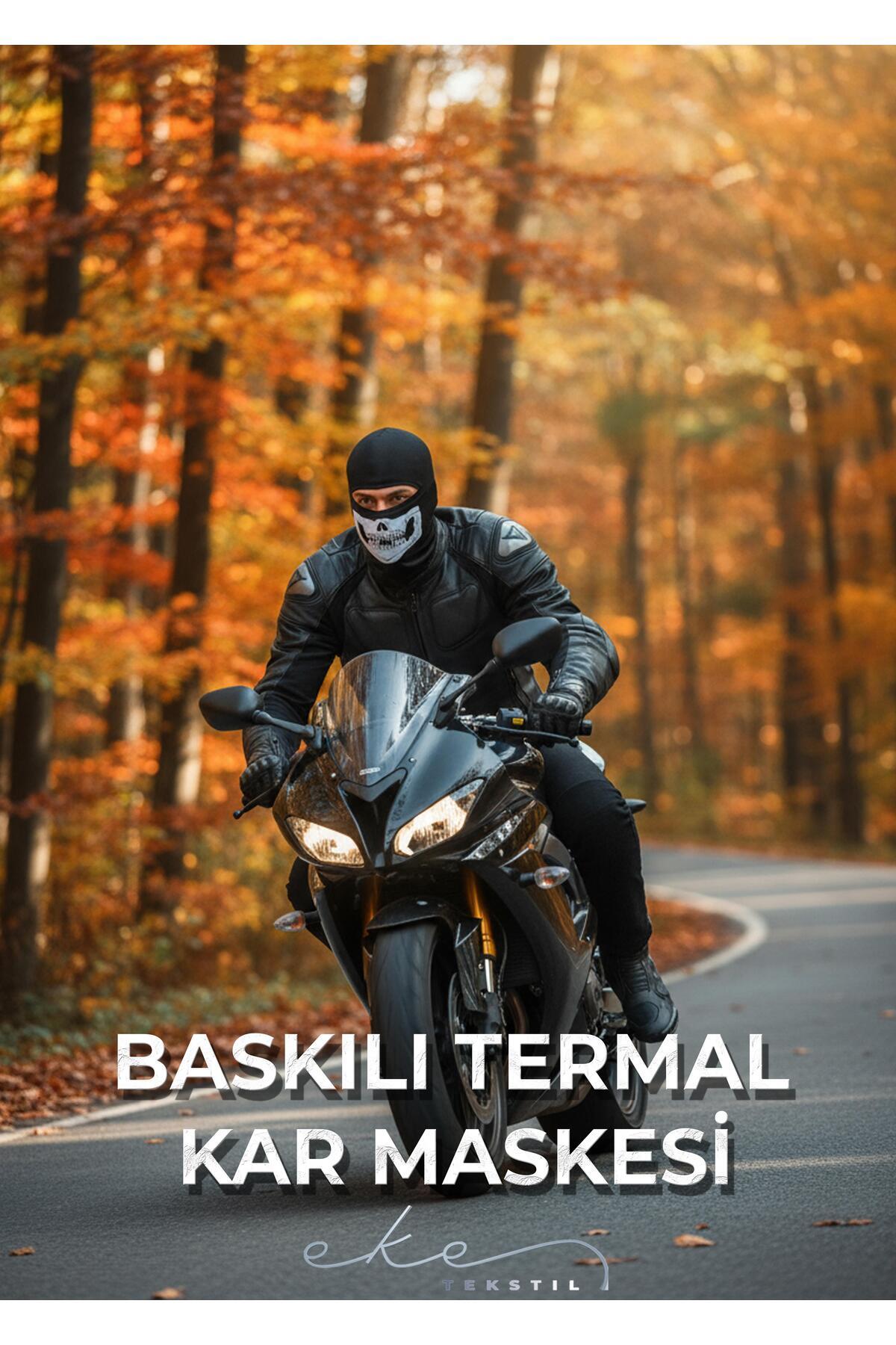 Eke Tekstil Unisex Baskılı Motorcu Termal Kar Maskesi