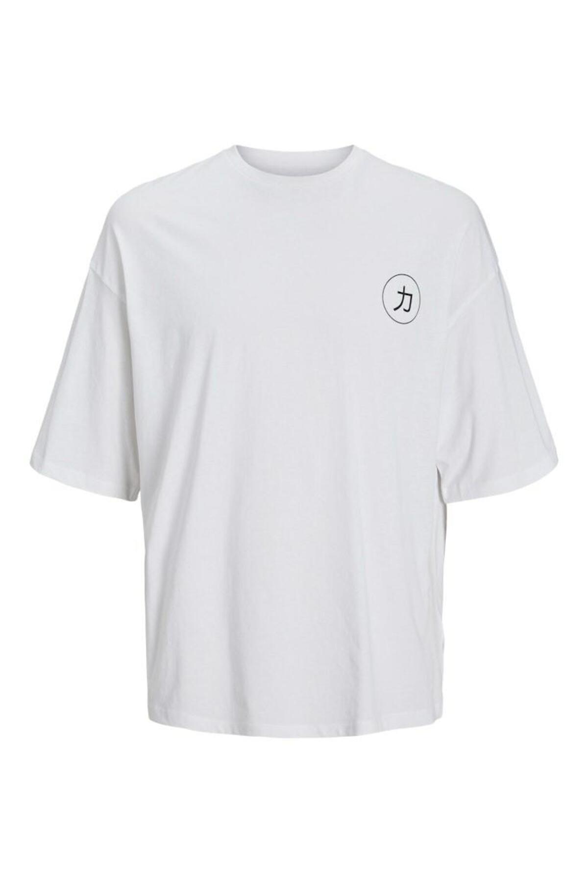 جک اند جونز تی‌شرت مردانه سفید طرح Jjdragon مدل SS Crew Neck کد 12273504 - سفید