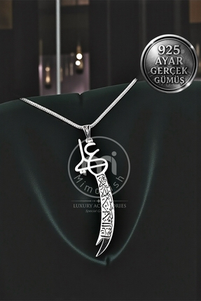 Mimodish 925 Ayar Gerçek Gümüş MI Zülfikar-ı Tuğra Erkek Kolye – Premium El İ...