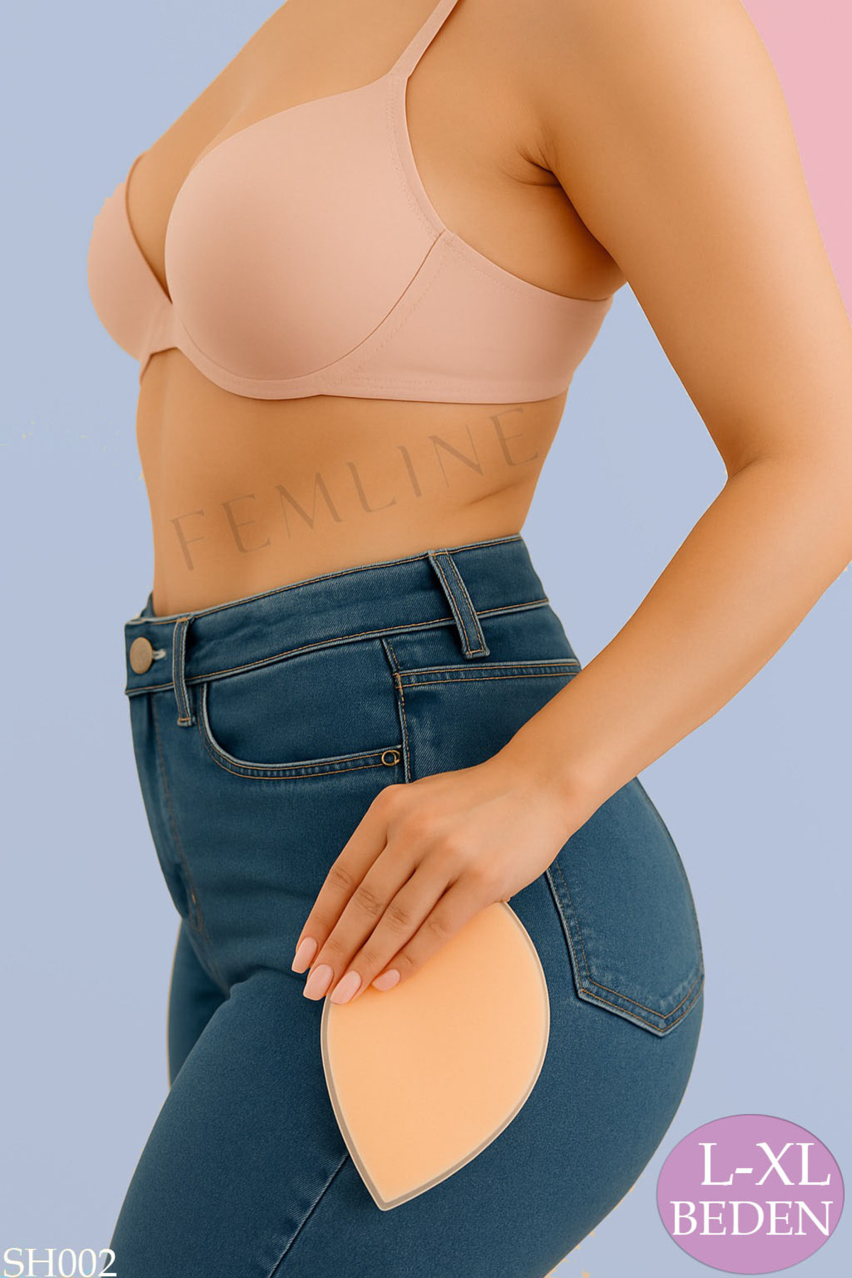 femline Hip Dips Doldurucu Silikon Ped – Yapışkanlı Basen Şekillendirici, Belirgin ve Dolgun Hatlar (L-XL)