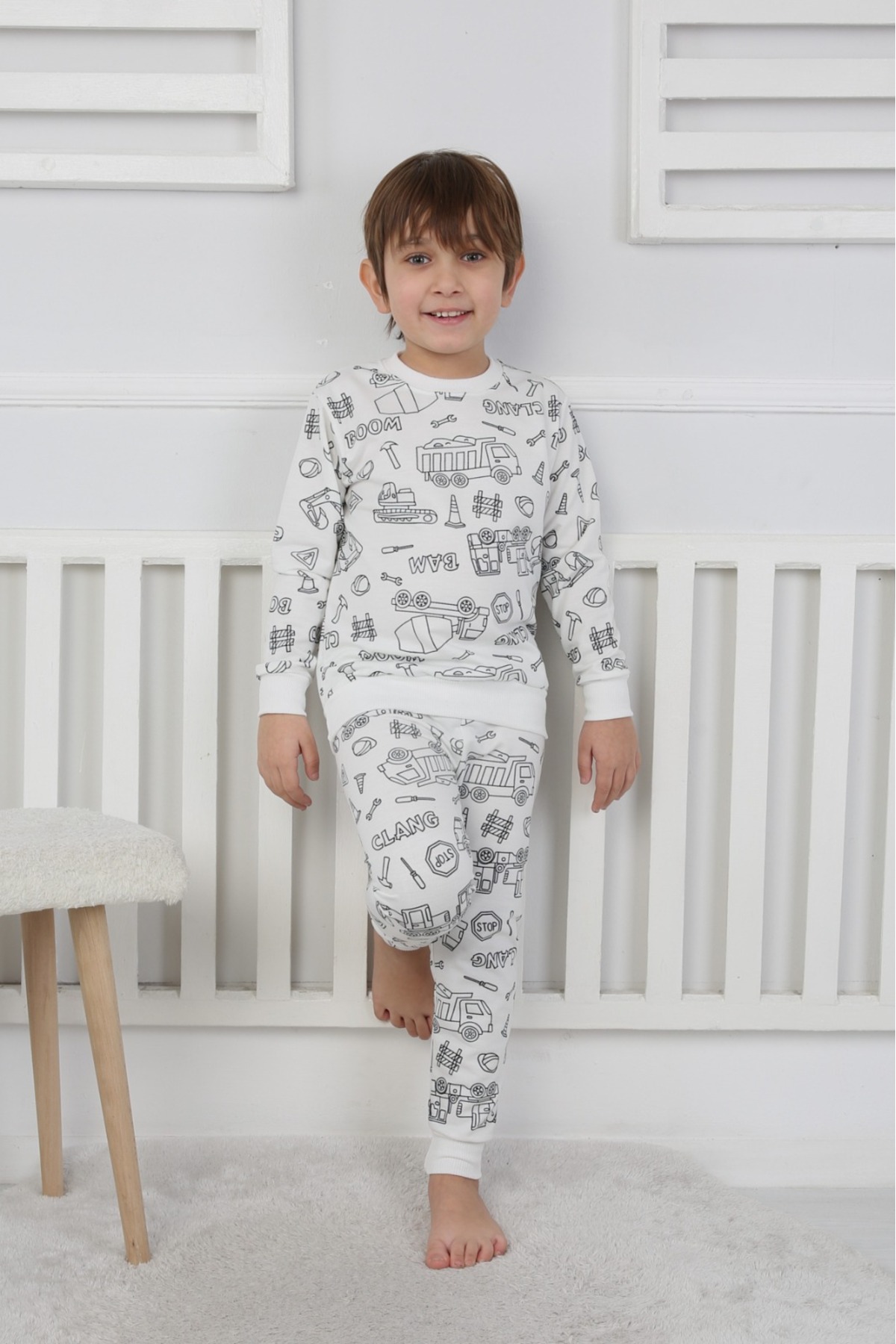 Yalçınoğlu Kids Boyanabilir Çocuk Pijama Takımı (1 BEDEN BÜYÜK TERCİH EDİNİZ) + Kalem Hediyeli I fotoğrafı 2 (önizleme)