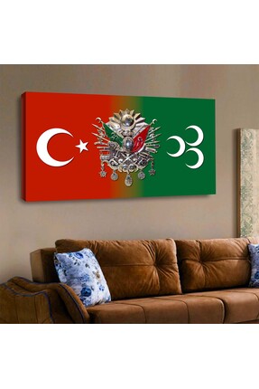 Dekorvia Türk bayrağı, Tuğra, 3 Hilal kanvas tablo