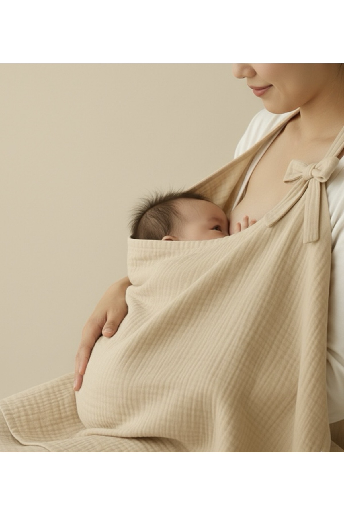 emira tasarım Doğal, Pamuk Emzirme & Puset Örtüsü 80x100 Krem fotoğrafı 3 (önizleme)